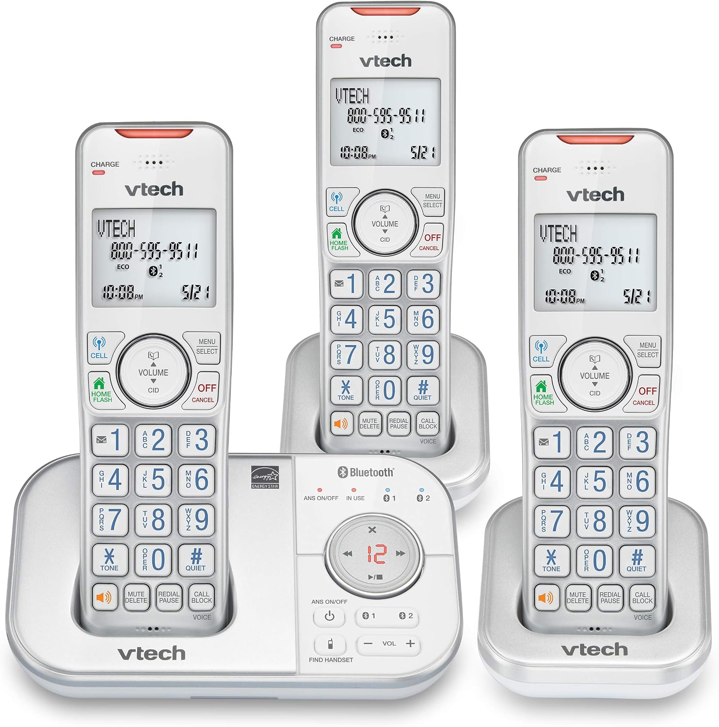 VTech VS112-27 2 Handset Cordless Phone with Answering Machine, Call Blocking, Caller ID, Intercom and Connect to Cell