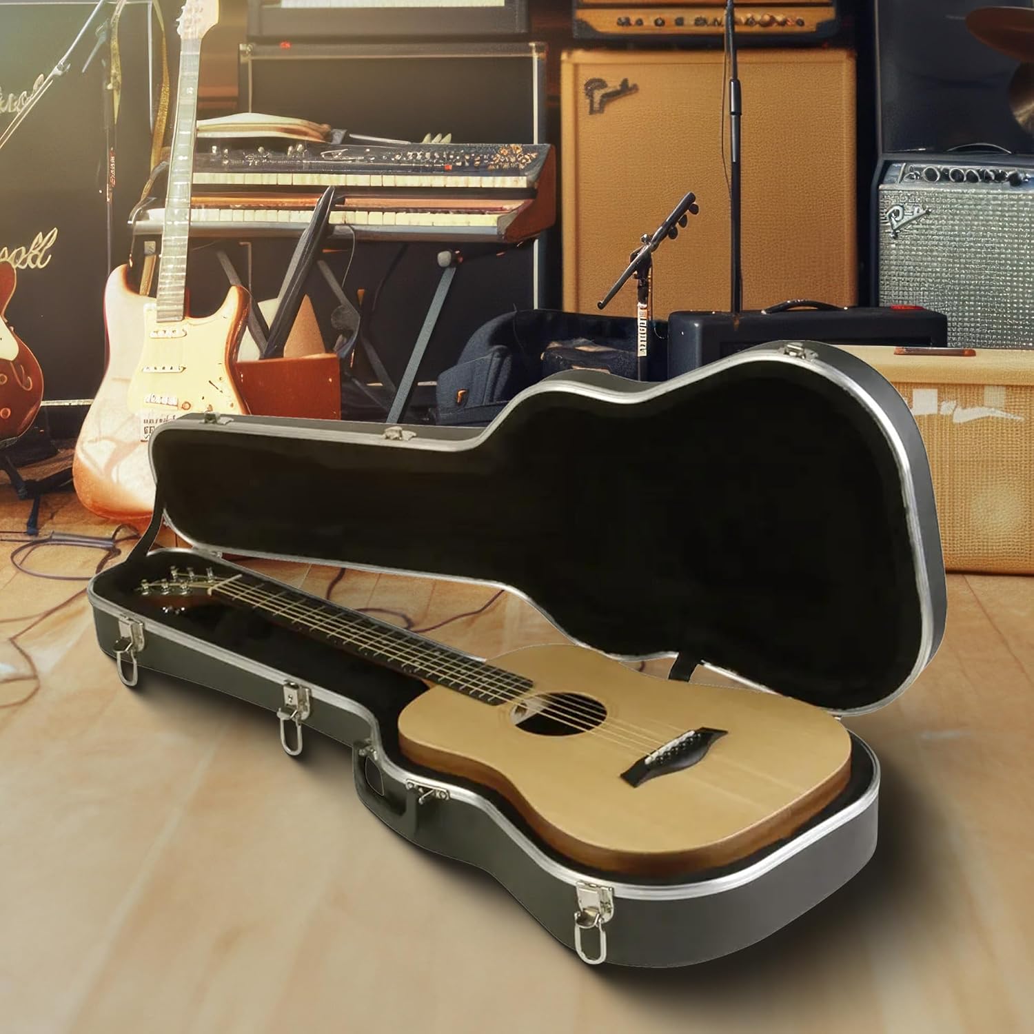 SKB cases Hardshell Guitar Travel Case for Baby Taylor or Martin LX Models, Molded In Bumpers for Protection, Plush Lined Interior and Latches
