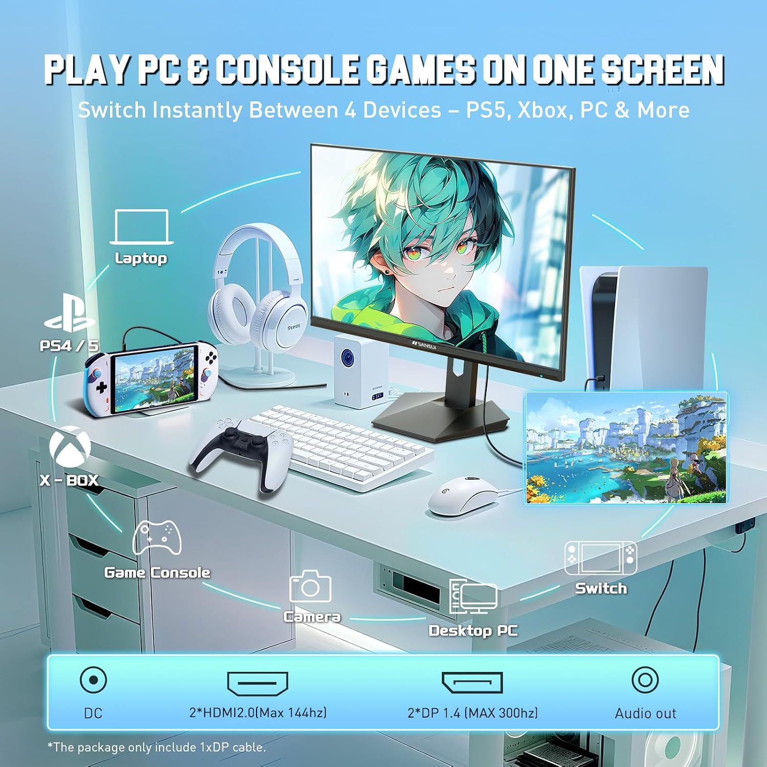 SANSUI 32 Inch Curved 240Hz Gaming Monitor High Refresh Rate, FHD 1080P | Gaming PC Monitor HDMI DP1.4, 1500R Curvature, 1Ms MPRT, HDR,Metal Stand,VESA Compatible(DP Cable Incl.)