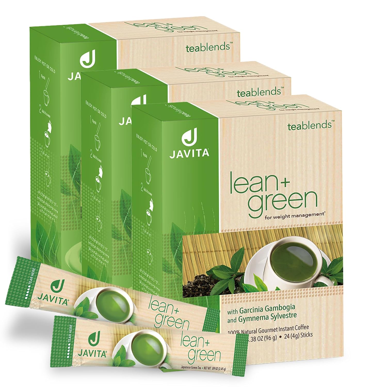 Lean + Green Japanese Matcha Green Tea Mix by Javita – Premium Instant Green Tea & Herbs – Daily Metabolism