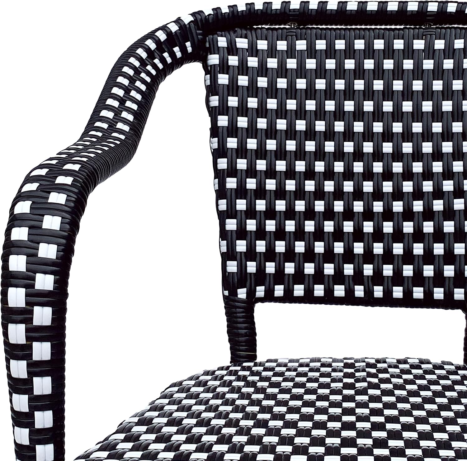 Christopher Knight Home Anastasia Outdoor French Bistro Chair (Set of 2), Black + White + Bamboo Print Finish