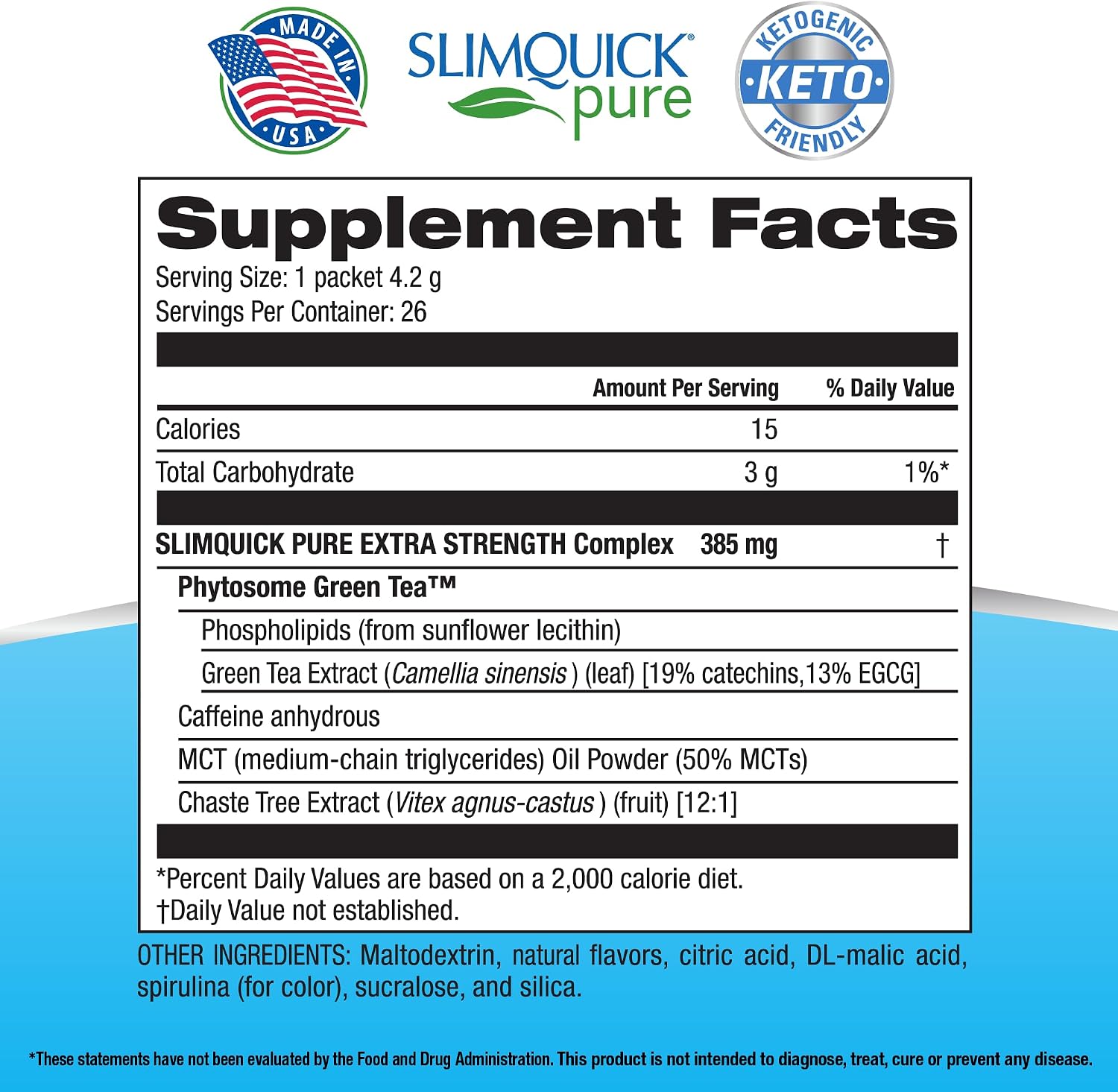 Slimquick Pure 3x Extra Strength Mixed Berry Drink Mix for Women to Help Achieve Weight Goals, Helps Metabolism, Keeps Full for Longer with Green Tea, Caffeine, Chaste Tree, Rhodiola Extract, 26 Count