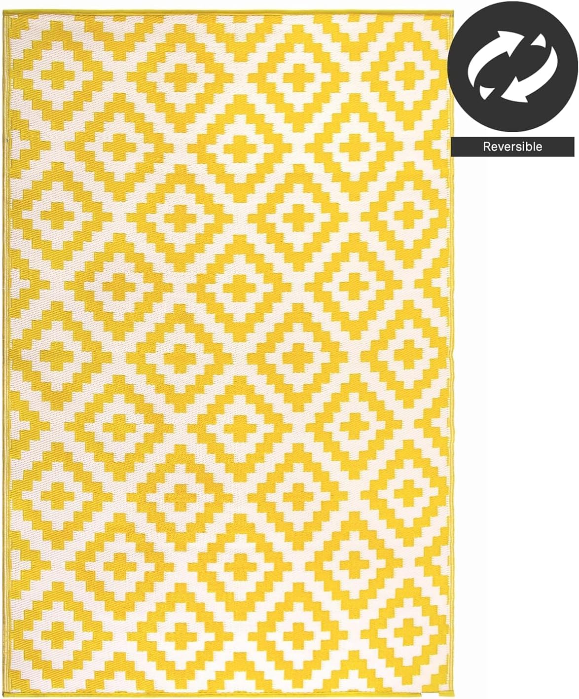 FH Home Outdoor Camping Rug - Waterproof, Fade Resistant, Reversible - Premium Recycled Plastic - Striped - Large Patio, Deck, Sunroom
