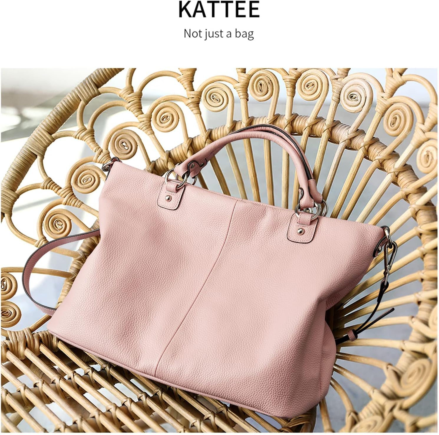 Kattee Genuine Leather Tote Purse for Women, Top Handle Satchel | Soft genuine leather tote with roomy storage and versatile carry for work, shopping, and travel.