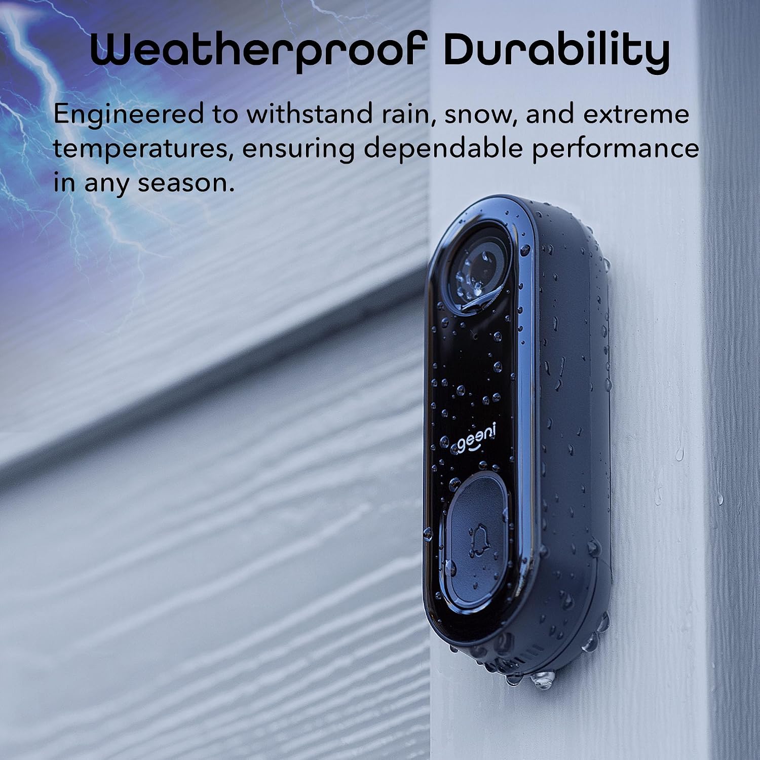Geeni Smart Video Doorbell, 1080p HD, Motion Detection, Night Vision, Two-Way Audio, Weather-Resistant, Wired Installation