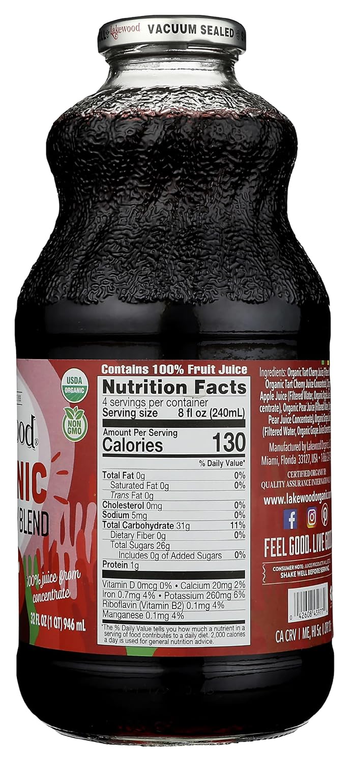 Lakewood Organic Smart Healthy Tart Juice, Cherry, 32 oz