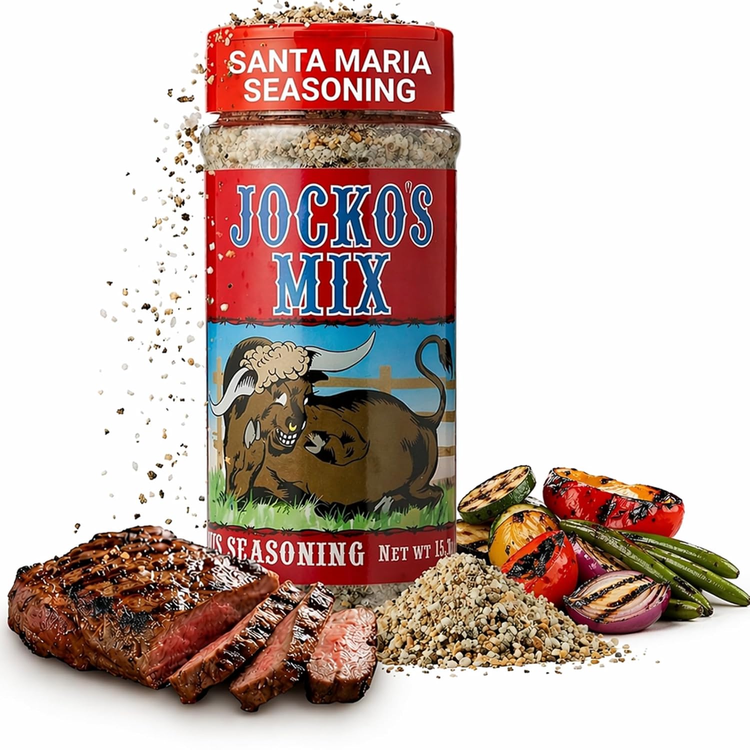 Jocko's Mix Santa Maria Style Seasoning - 15.3oz Bottle Of Tri-Tip, Steak, Pork, and Chicken Seasoning - Santa Maria California Grill - Jocko's Mix for Meat, Seafood Stew & Vegetables, Gluten Free