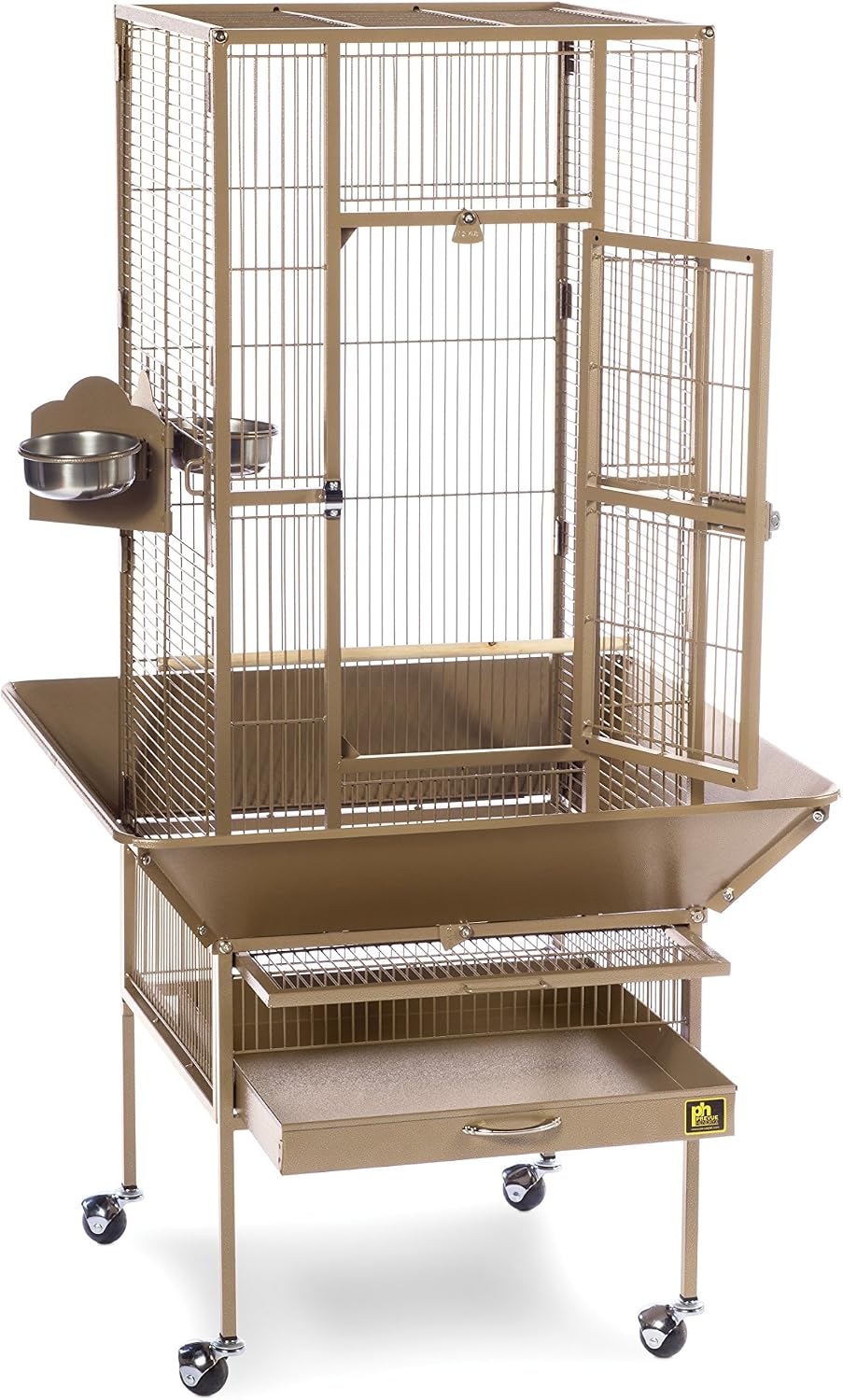 Prevue Pet Products Steel Bird Flight Cage with Wheels - Black, Large | Large Birdcage for Parakeets, Canaries, Finches, Cockatiels, Lovebirds, & Green Cheeks, Metal Standing Birdcage