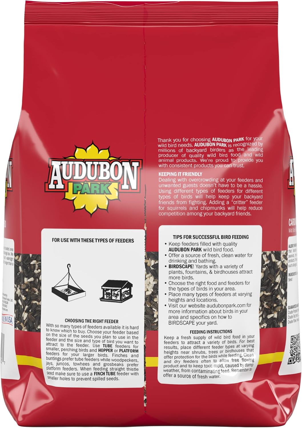 Audubon Park Cardinal Blend Wild Bird Food, Cardinal Bird Seed for Outside Feeders, 4-Pound Bag
