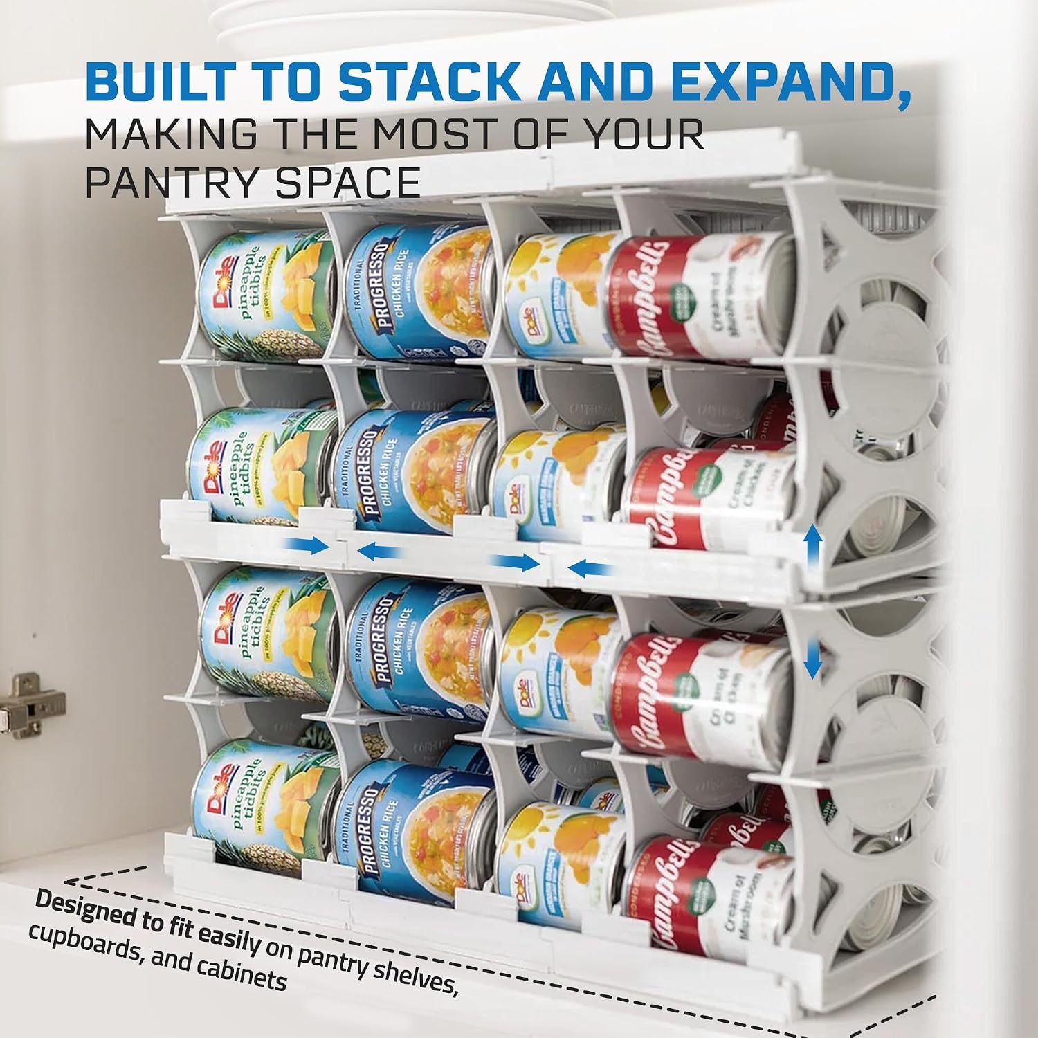Cansolidator Cupboard - 1-Pack Can Organizer for Pantry, Stackable Soda Can Storage for Kitchen, Holds 20 Cans of Food or Soda