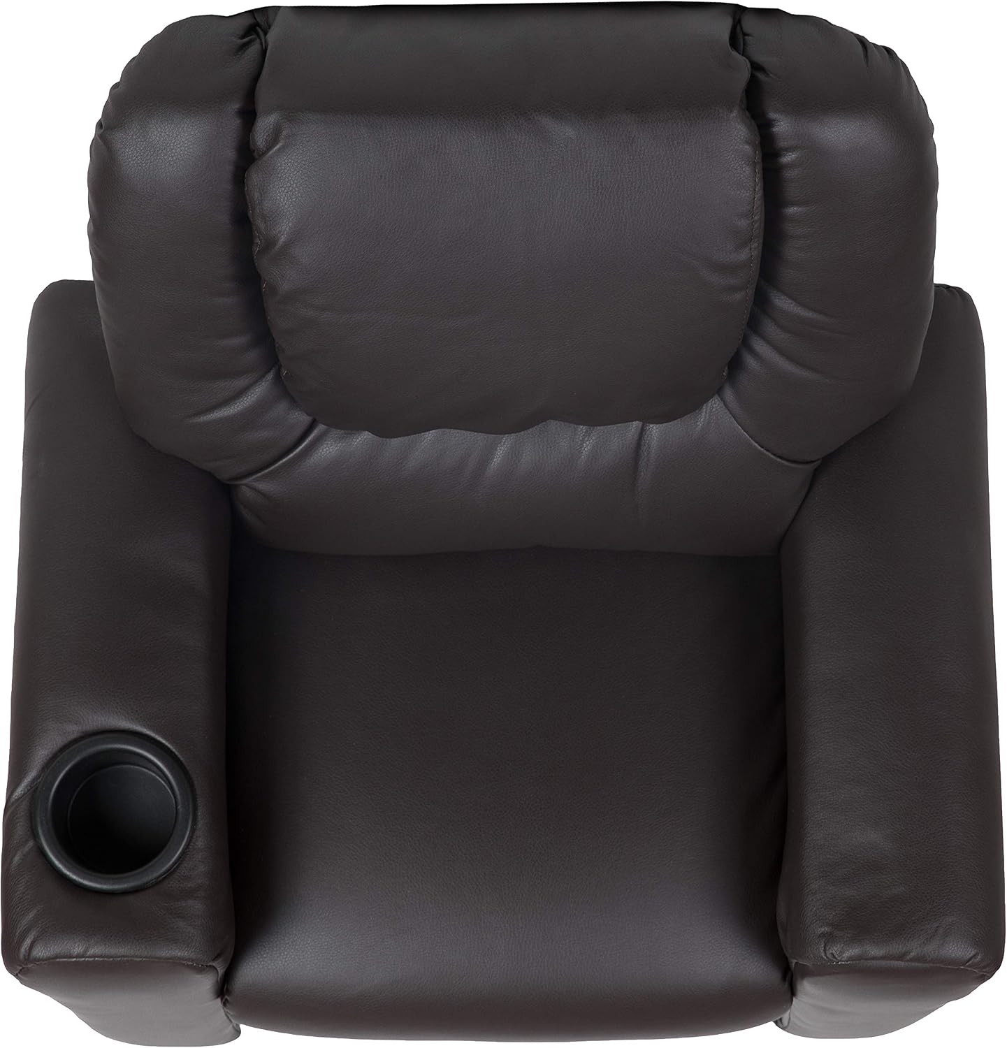 Flash Furniture Vana LeatherSoft Kids Recliner with Cup Holder, Headrest, and Safety Recline, Contemporary Reclining Chair for Kids, Supports up to 90 lbs., Brown | Manual Recline, Padded Seat and Back, Child-Friendly Design, Safety Recline Feature