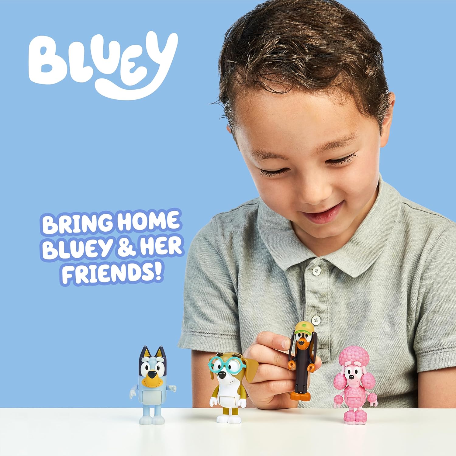 Bluey School Figurine Toys Pack of 4, Articulated Character Toys with Chloe, Rusty, and Calypso Figurines, Small Action Figures for Kids Ages 3+