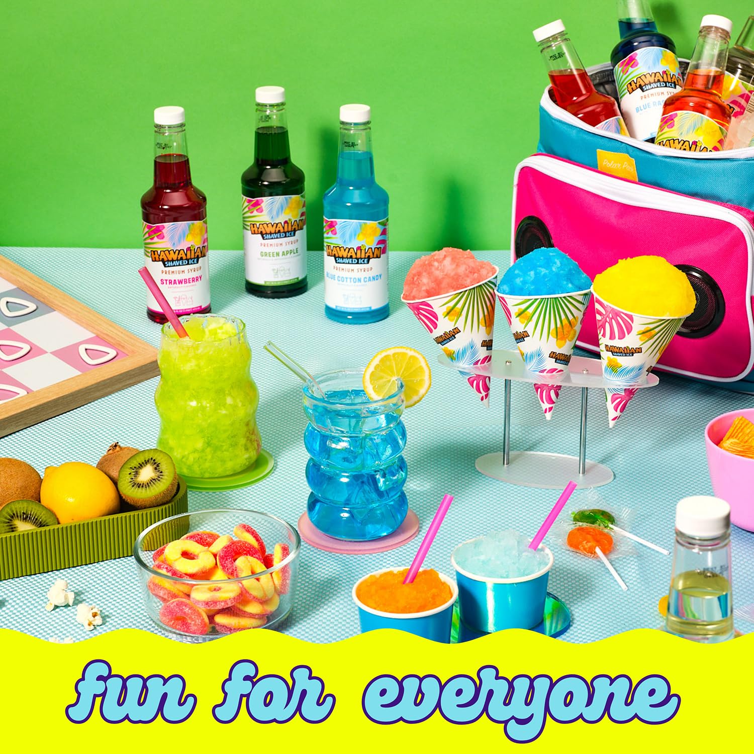 Hawaiian Shaved Ice Blue Raspberry Syrup - Made Nut Soy Dairy Free in the USA - Flavor Fluffy Shaved & Crunchy Snow Cone - Shelf Stable After Opening - Makes 8 Servings - 16 ounces