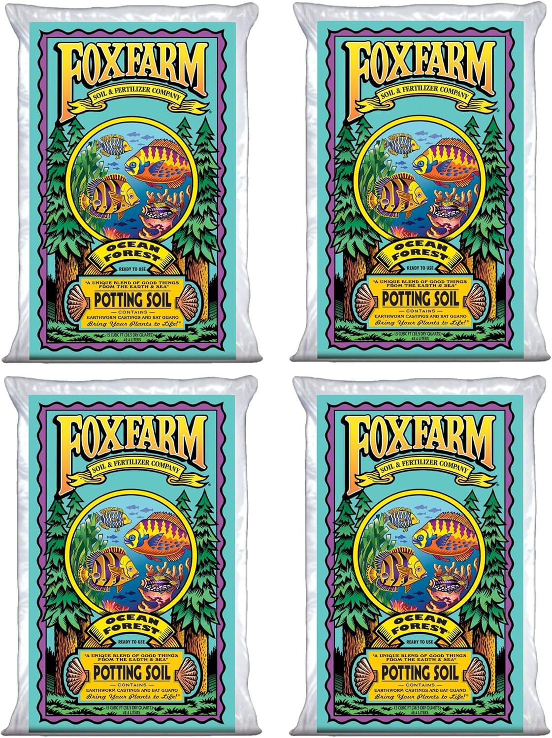 FoxFarm Ocean Forest Potting Soil, 1.5cu ft (Pack of 2) - Light, Aerated Texture, Designed for All Container Plants
