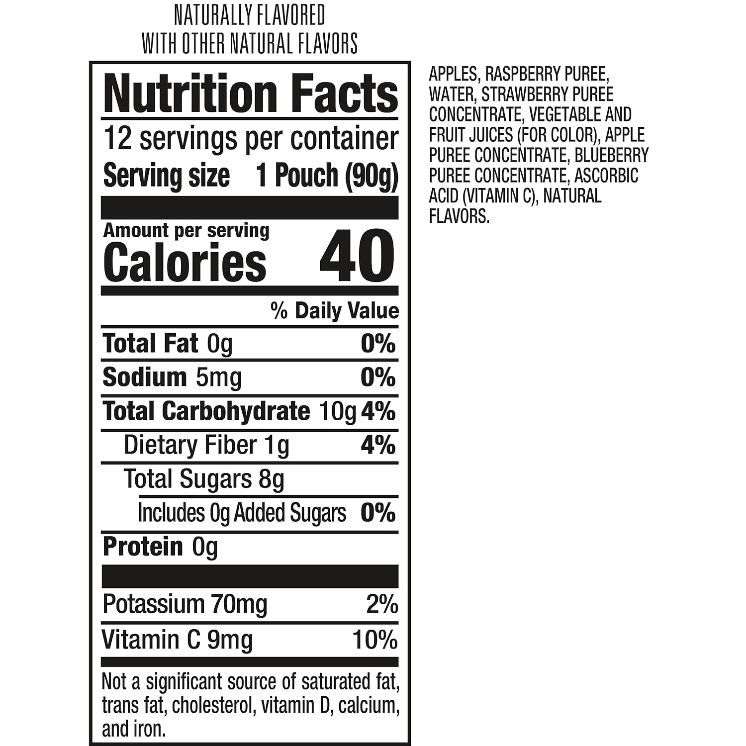 Mott's No Sugar Added Strawberry Applesauce, 3.2 Oz Clear Pouches, 48 Count (4 Packs Of 12), Good Source Of Vitamin C, No Artificial Flavors