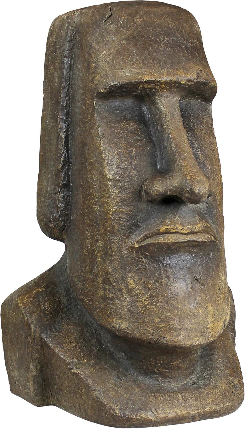 Design Toscano Easter Island Ahu Akivi Moai Monolith Garden Statue, Extra Large, 32 Inch, Cast Stone Resin, Grey Stone