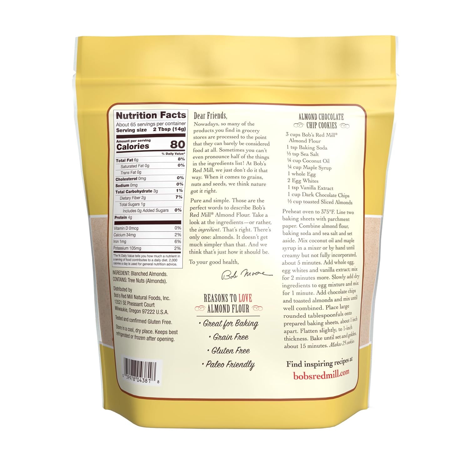 Bob's Red Mill Blanched Almond Flour, Finely Sifted - 1 Pound (Pack of 4) - Non-GMO, Gluten Free, Paleo, Vegan, Keto Friendly