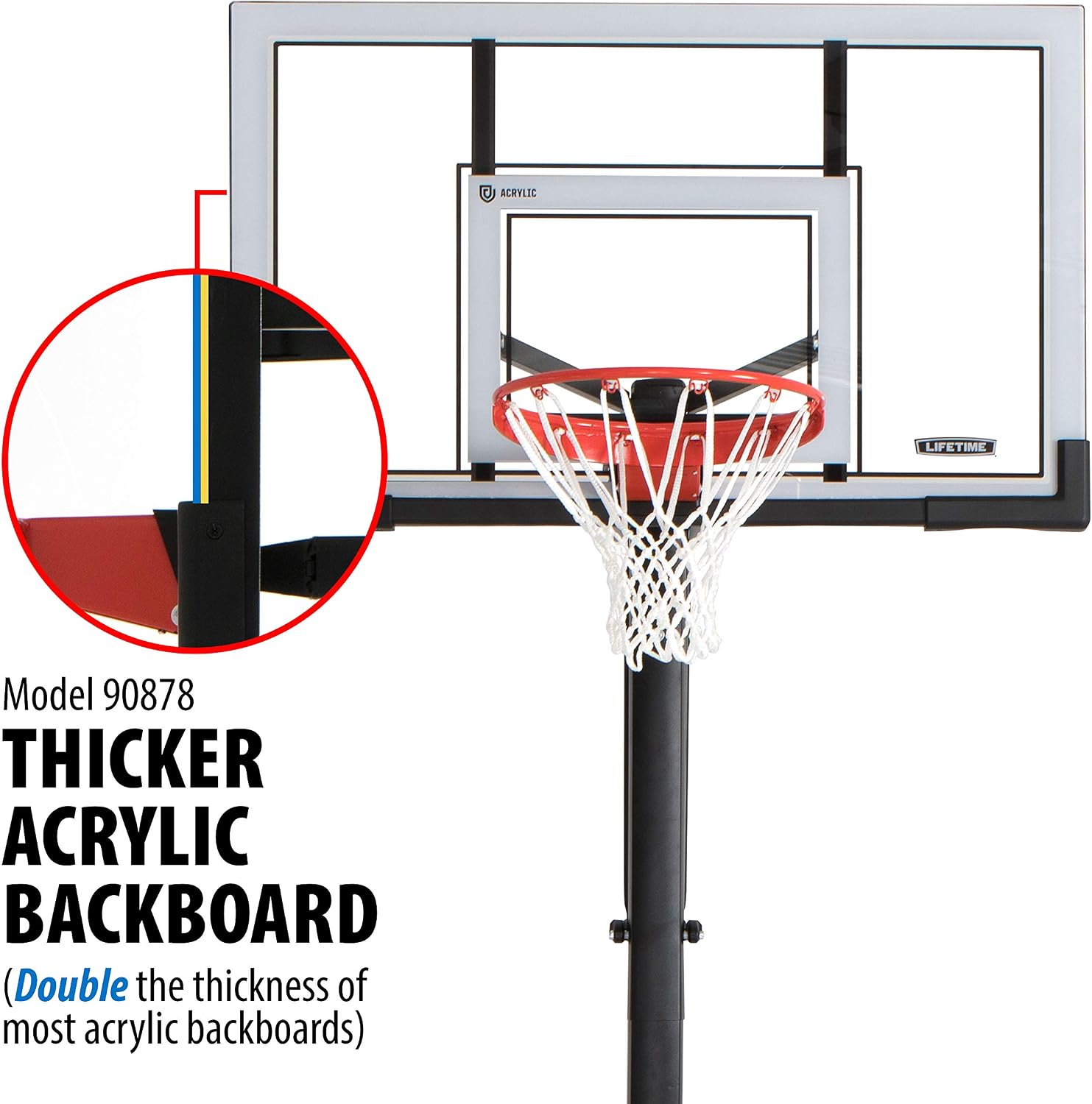 Lifetime Adjustable In-Ground Basketball Hoop, Power Lift Height Adjustment 7.5-10 Ft, 54-Inch Acrylic Backboard, Slam-It Pro Rim, Steel-Framed