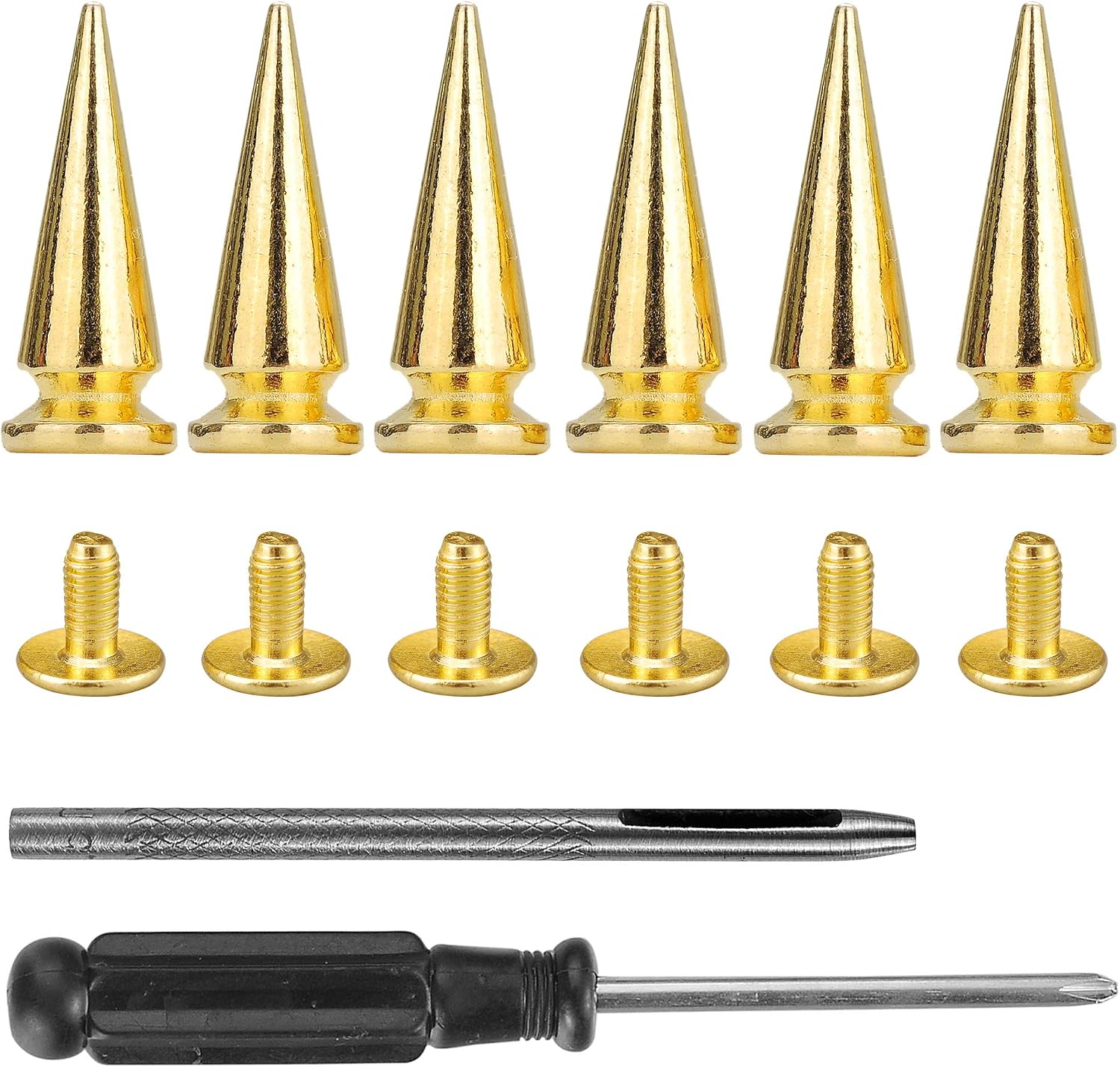YORANYO 20 Sets 25MM Silver Color Metallic Spikes and Studs 1" Metal Bullet Cone Spikes Screw Back Large Punk Studs and Spikes for Clothing Shoes