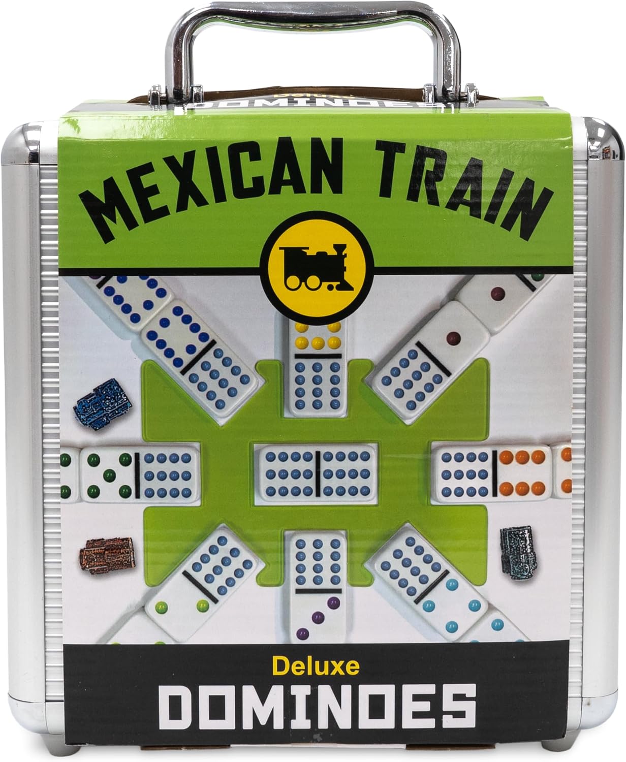 Front Porch Classics | Mexican Train Domino Set in Wooden Collector Box from Front Porch Classics for 2 to 8 Players Ages 8 and Up