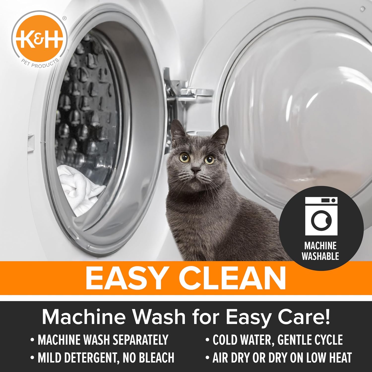 K&H Self-Warming Cat Bed Pad, Self Heating Pad for Outdoor Cat Houses, Warming Mat for Indoor Pet Beds & Furniture, Reversible Blanket, Machine Washable - Small 21 X 17in Gray/ Black