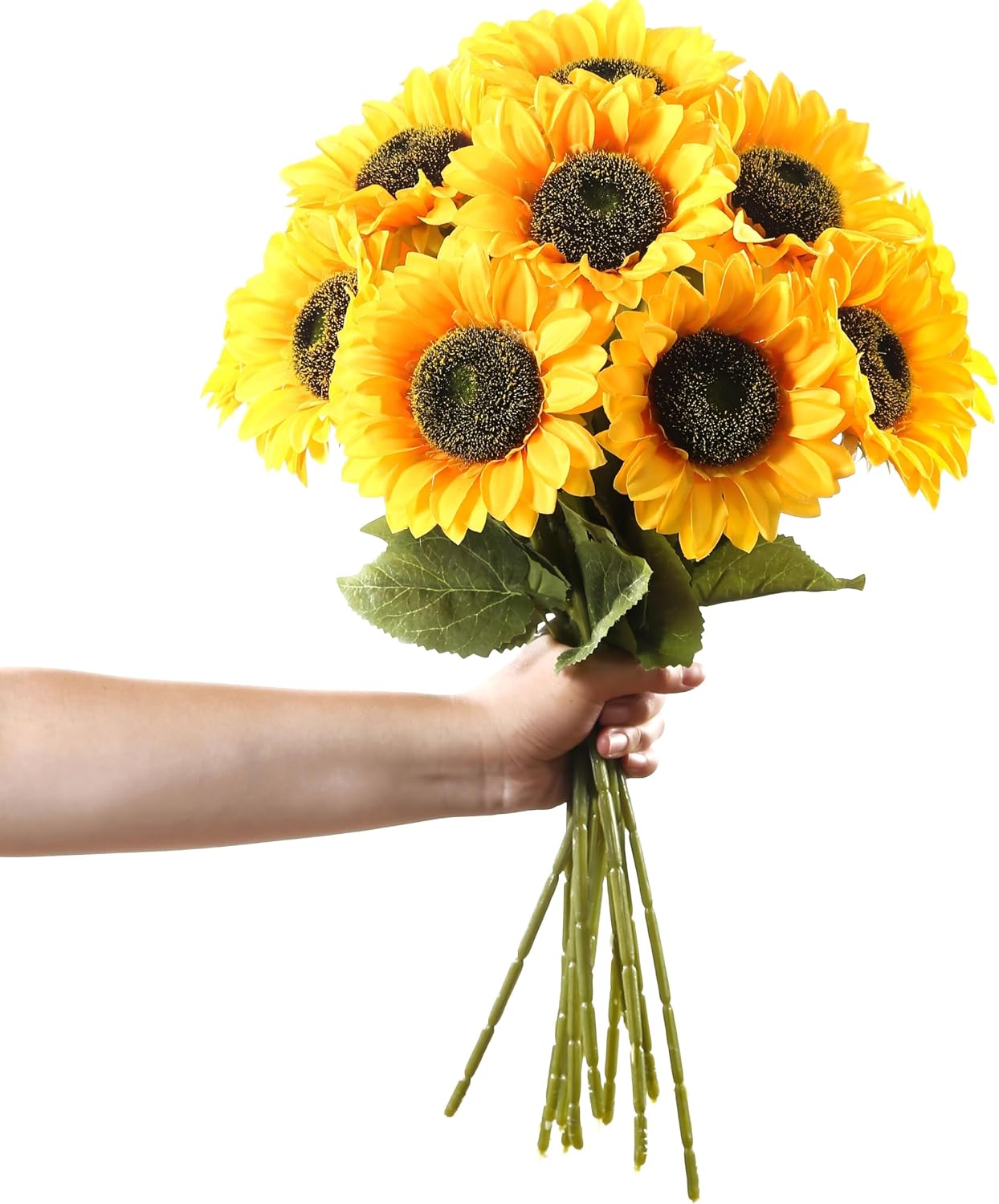 Laelfe Artificial Sunflower Flowers Long Stem Silk Fake Large Sunflowers Decoration for Outdoor Home Wedding Baby Shower Birthday Party Single Bulk