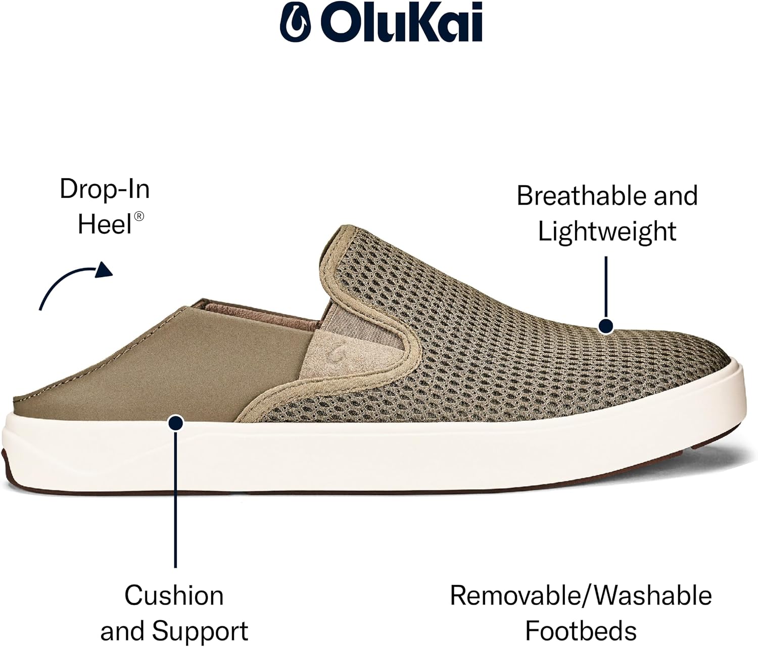 OluKai Lae'ahi Men's Slip On Shoes, Breathable Everyday Sneaker