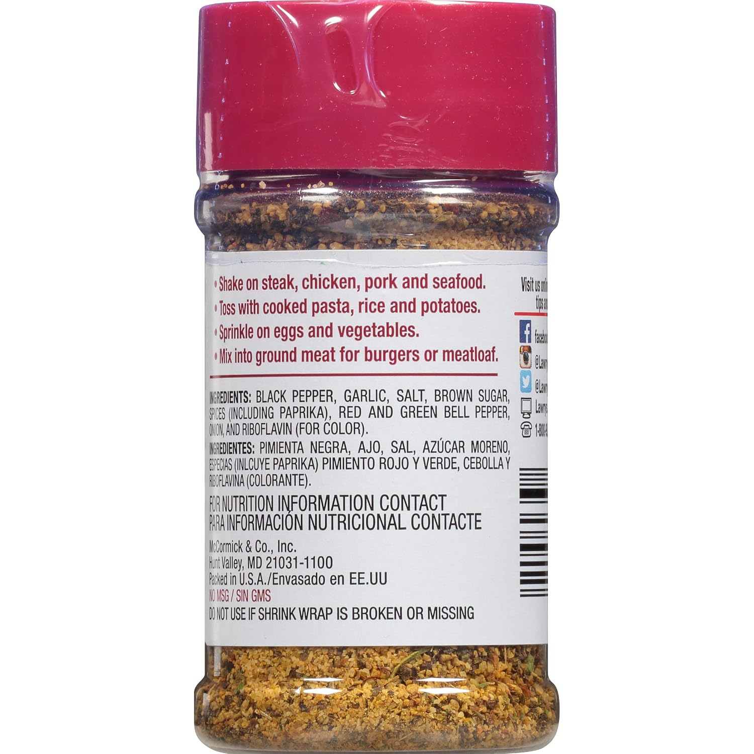 Lawry's Garlic Pepper Coarse Ground Blend, 2.6 oz