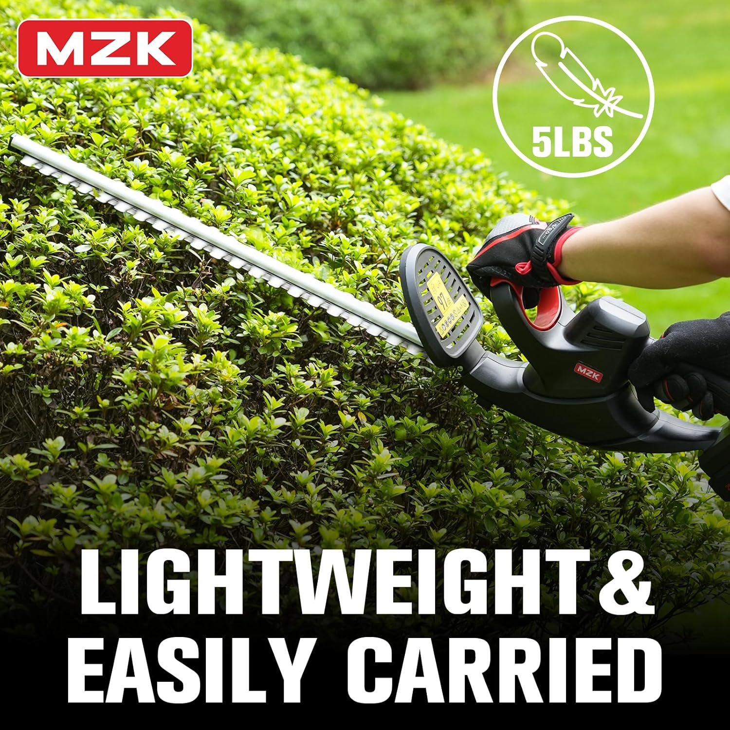 MZK 20V 22-Inch Cordless Hedge Trimmer with 2 x 4Ah Batteries
