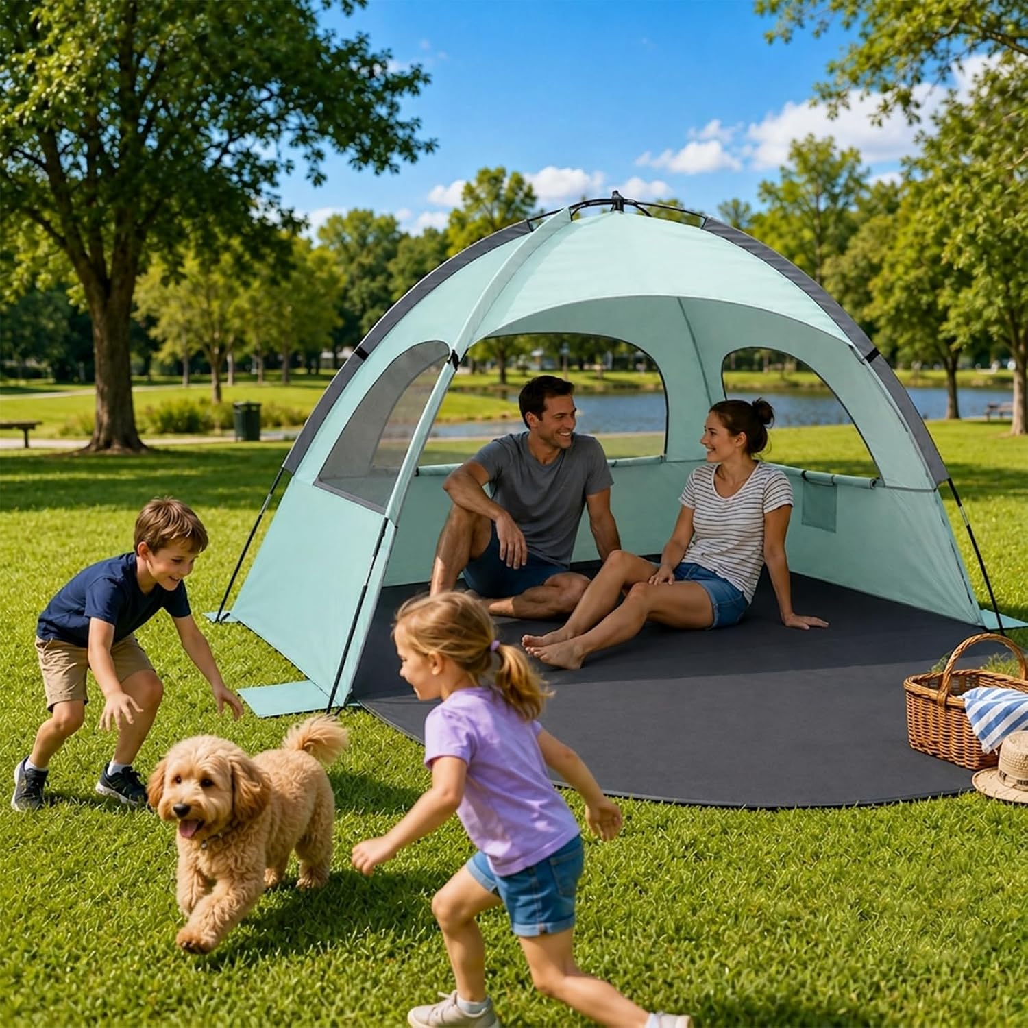 NXONE Beach Tent Sun Shelter, UPF 50+ UV Protection, Easy Setup
