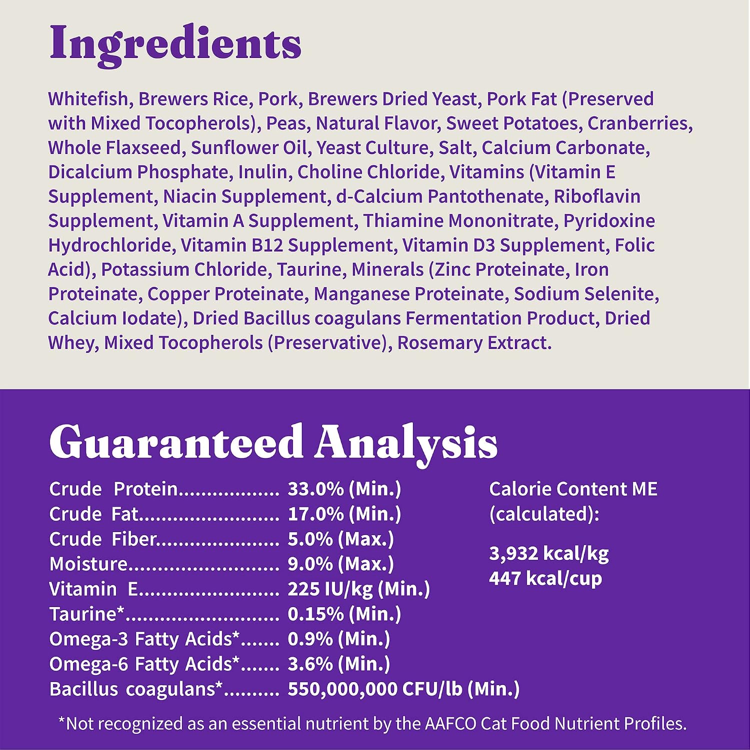 Halo Holistic Dry Cat Food for Sensitive Stomach, Wild-Caught Whitefish Natural Adult Cat Kibble with Healthy Grains, Probiotics & Omega Fatty Acids for Skin and Coat Health, 6 lb Bag
