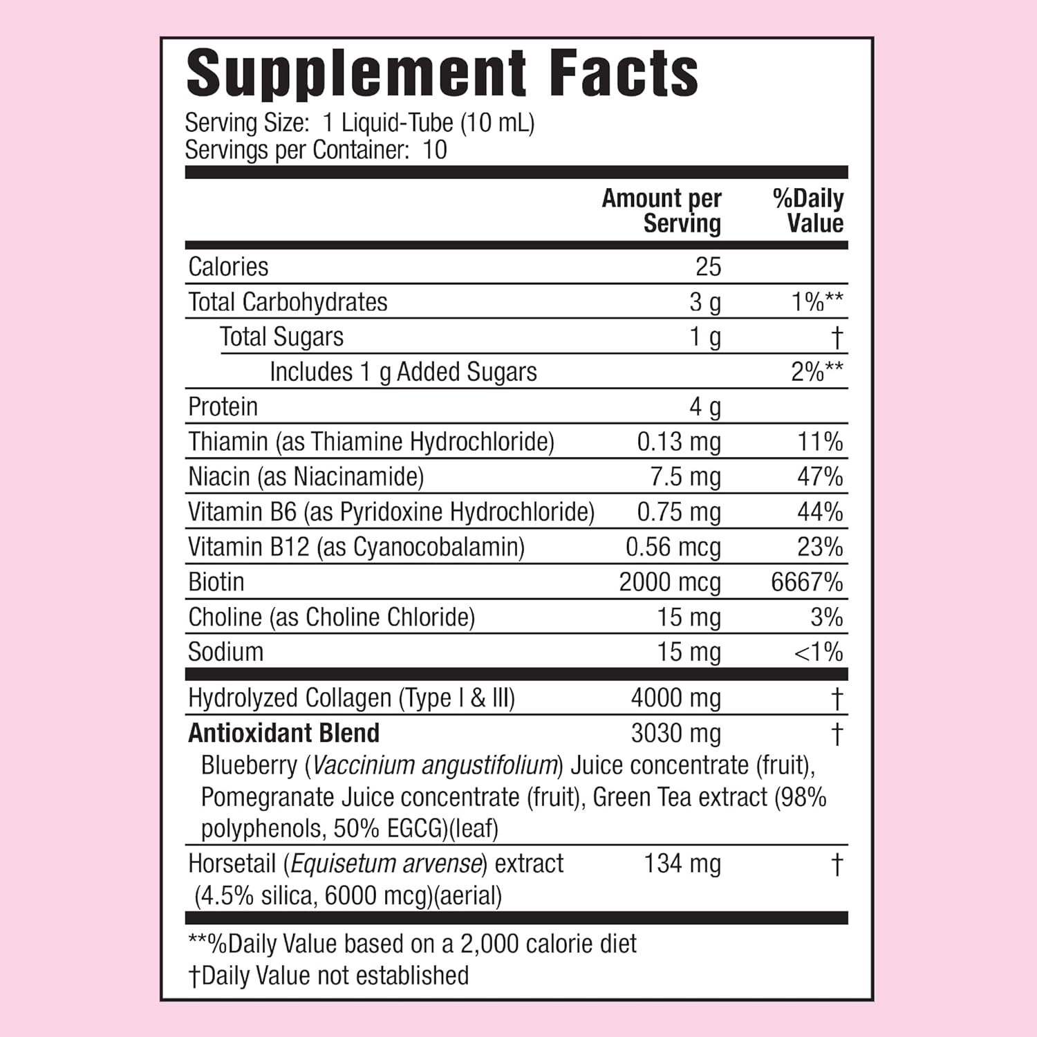 Applied Nutrition Liquid Collagen Skin Revitalization - 10 Liquid Tubes - Collagen, Biotin & Silica - Tropical Strawberry & Kiwi Flavor - 10 Servings