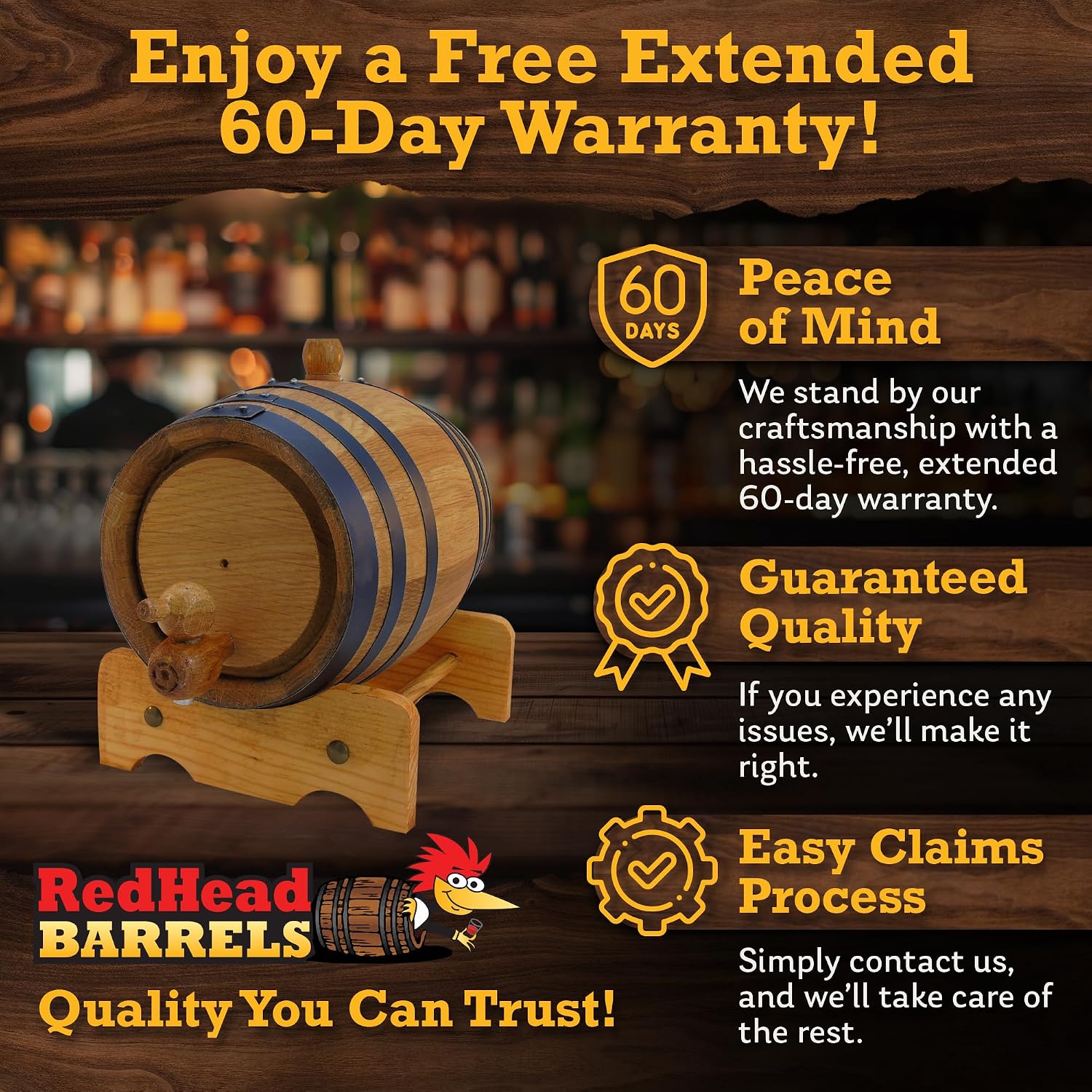 3L Charred Oak Aging Barrel for Whiskey, Rum & Wine