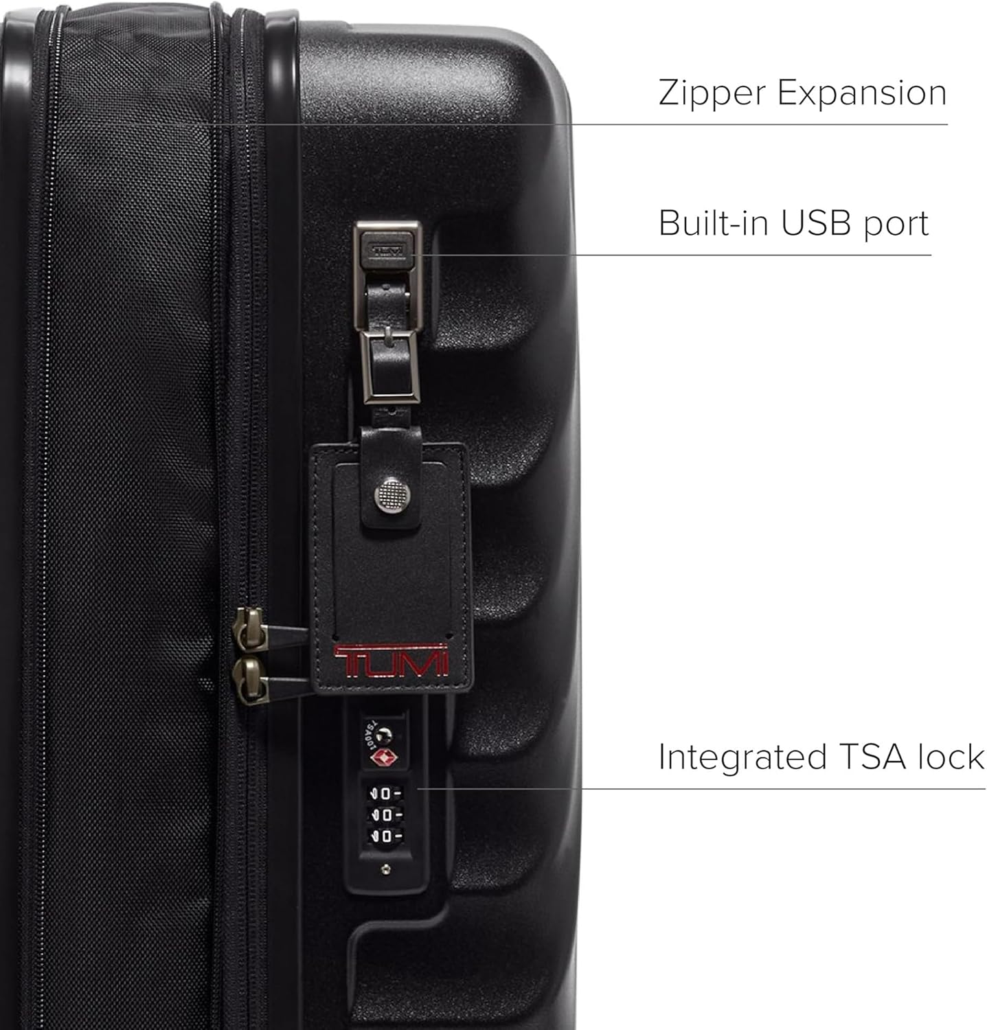 TUMI - 19 Degree Expandable Carry-On - 4-Wheeled Hard Shell Suitcase - 21.8" X 14.0" X 9.0" - Matte Black Texture