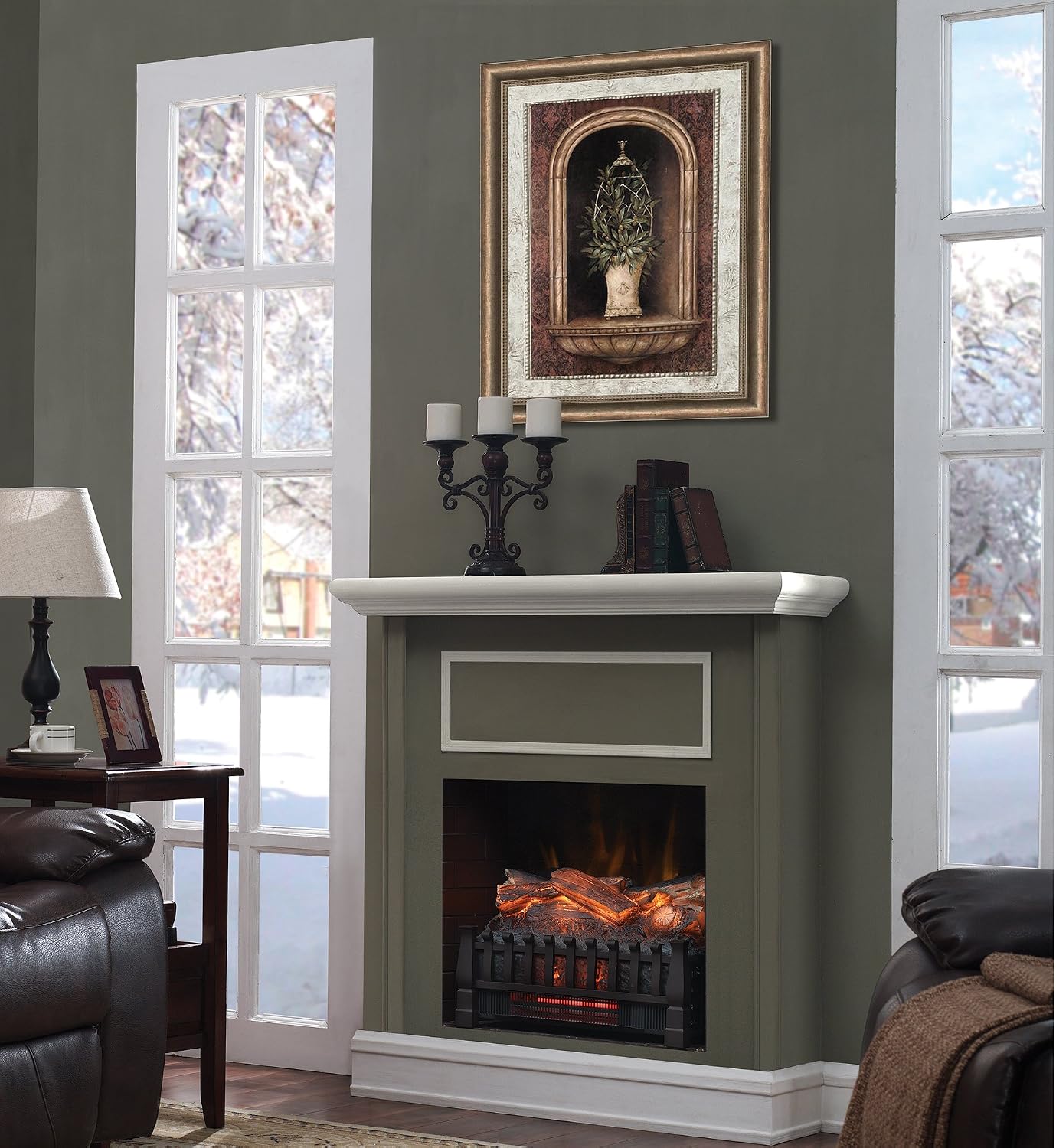 duraflame Electric Log Set 400 Sq Ft Heater, Faux Logs Insert with Lifelike Flames for Existing Fireplaces, Remote Control Included