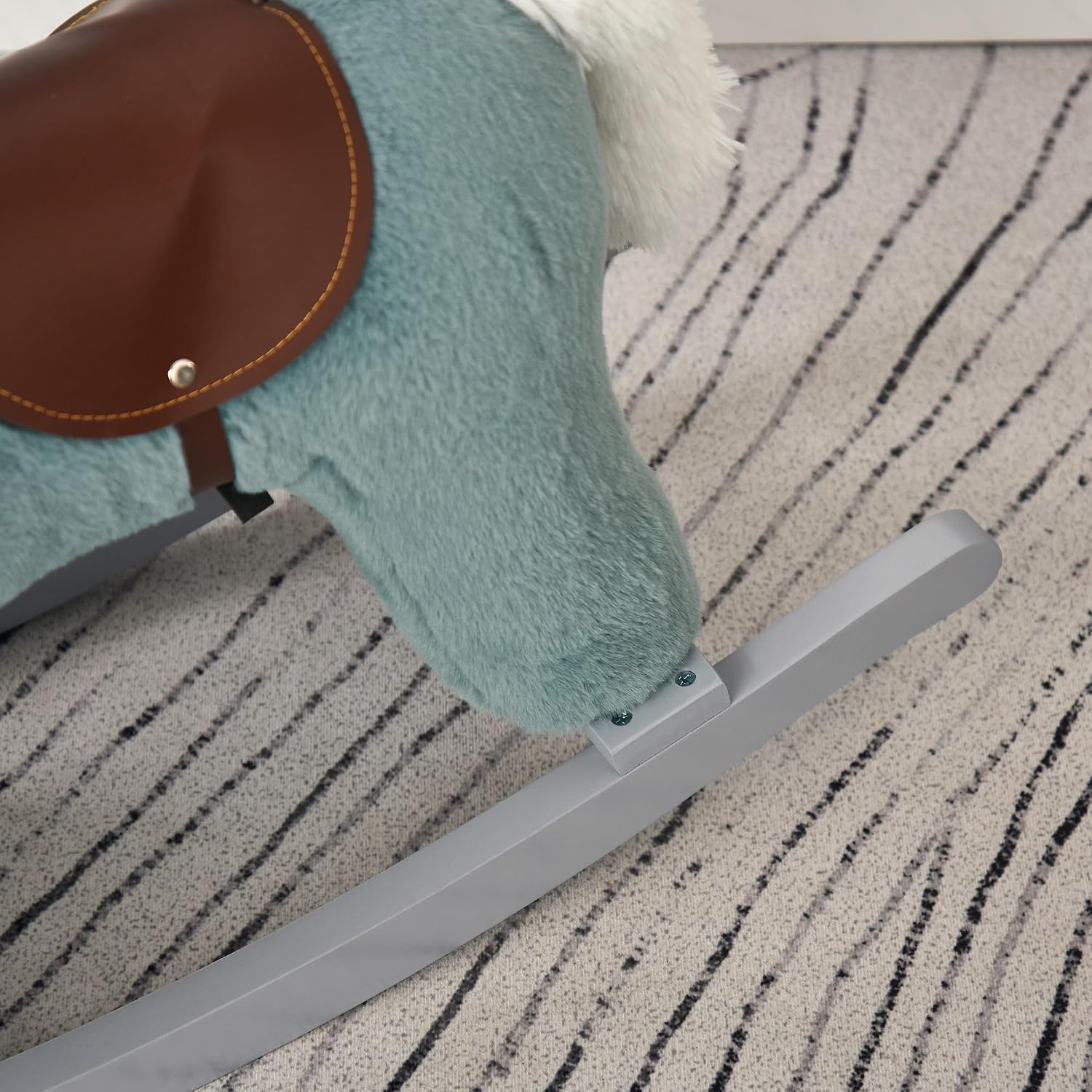 Qaba Kids Rocking Horse with Bear Toy Fun Realistic Sounds Toddler Blue