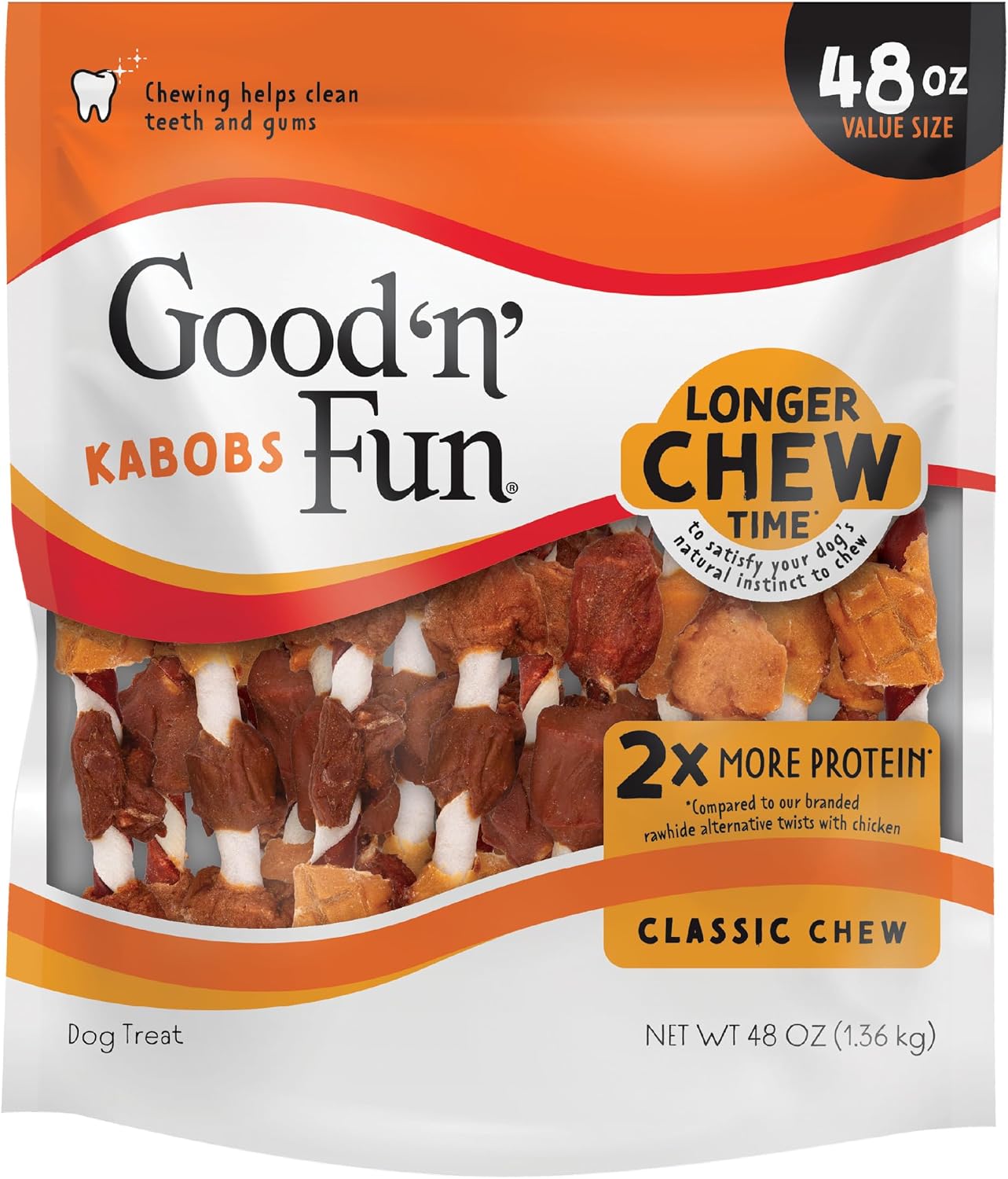 Good 'n' Fun Kabobs Long-Lasting Dog Treat Made With Real Protein, 18 Count | Premium Chicken, Pork and Beef Hide Chew, Supports Dental Health and Mental Stimulation, For Adult Dogs