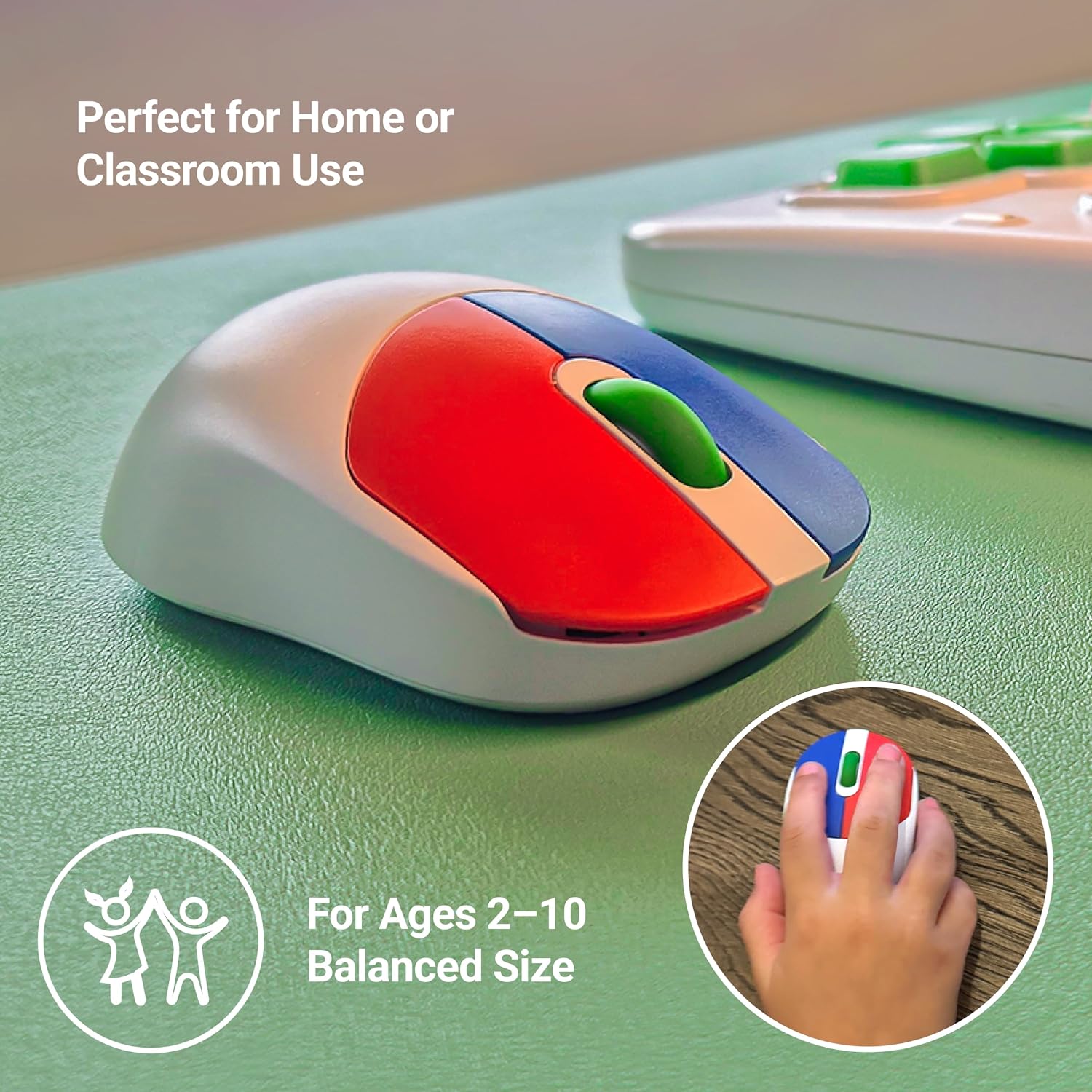 Clevy Kids Mouse - Colorful Ergonomic Bluetooth Computer and Laptop Kids Mouse for School and Home Computer Use - Wireless Children Friendly