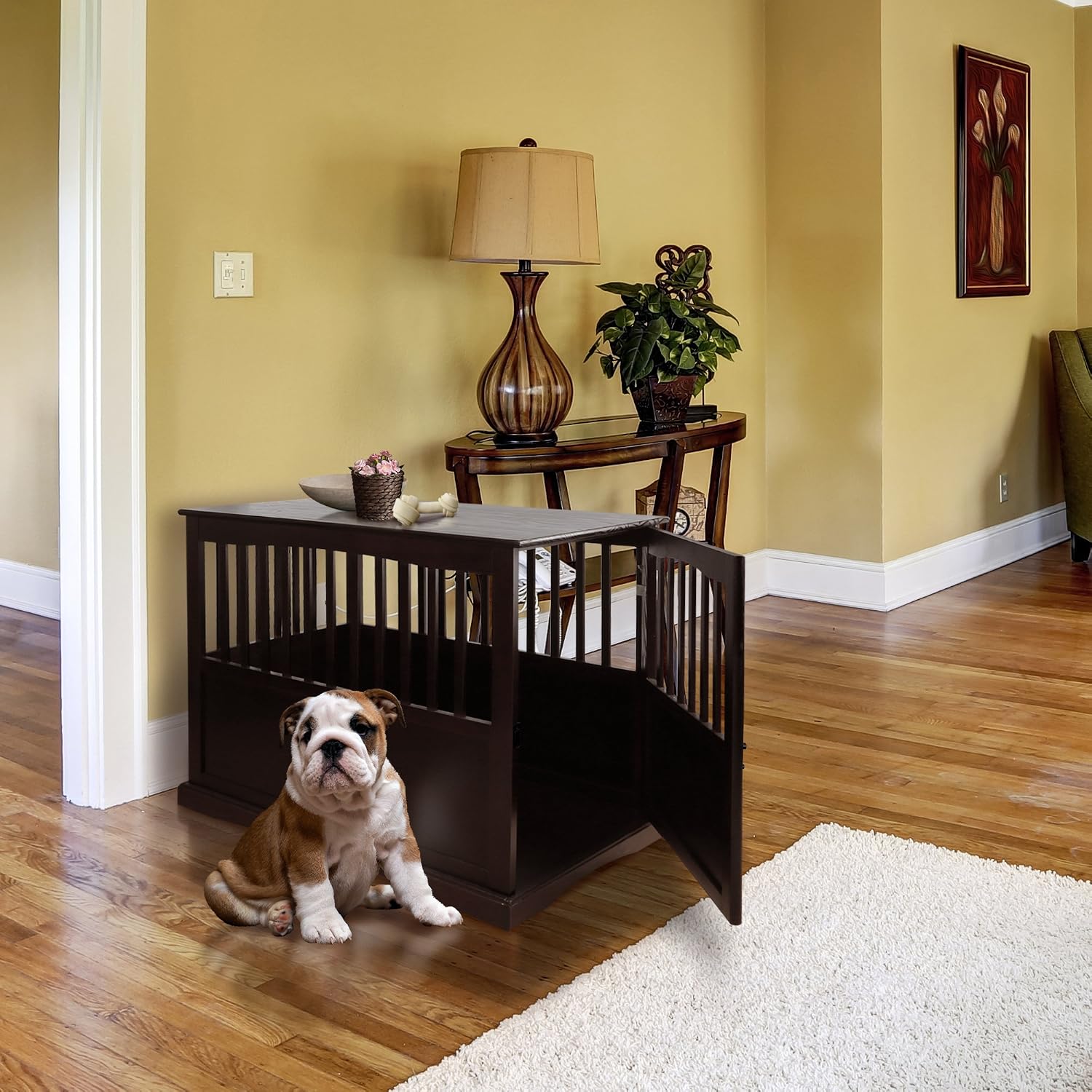 Casual Home Wooden Small Pet Crate, End Table, Espresso,19.5"W x 22.5"D x 22.5"H