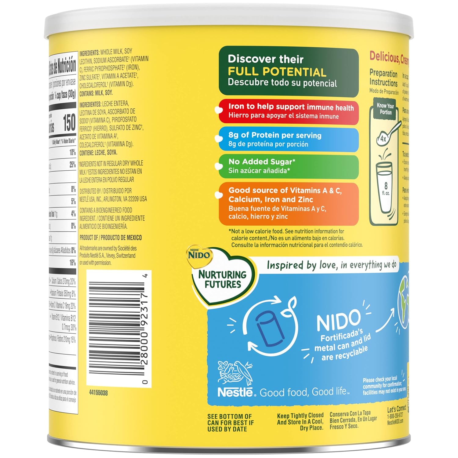 Nestle Nido Fortificada Whole Milk Powder, 28.1 Oz