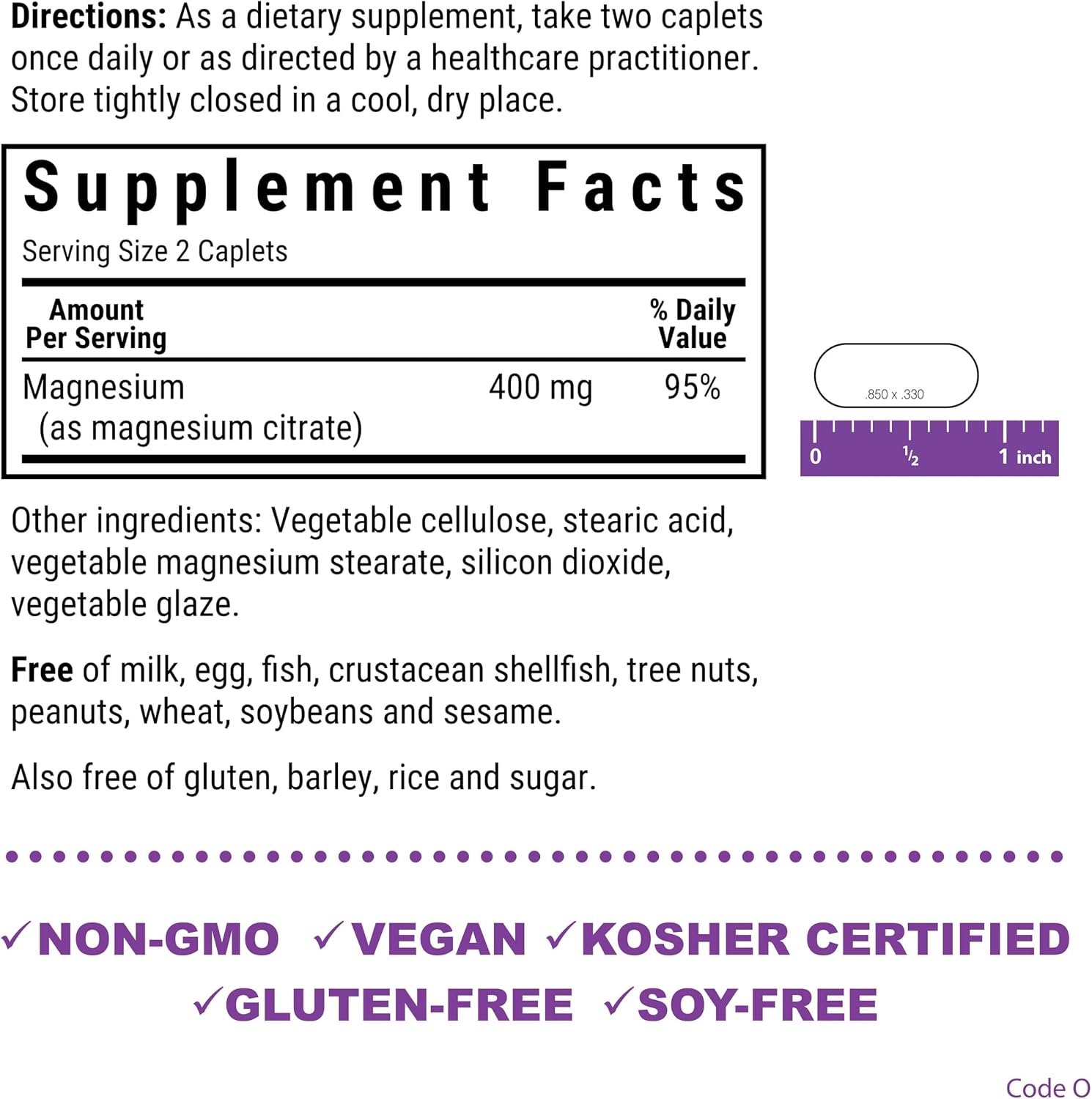 Bluebonnet Nutrition Magnesium Citrate, 400mg of Magnesium, Maximum Absorption, Supports Immune Health & Energy Production*, Soyfree, Gluten-Free, Non-GMO, Kosher, Dairy Free, Vegan, 120 Caplets | Supports Immune Health & Energy Production; Non-GMO, Vega…