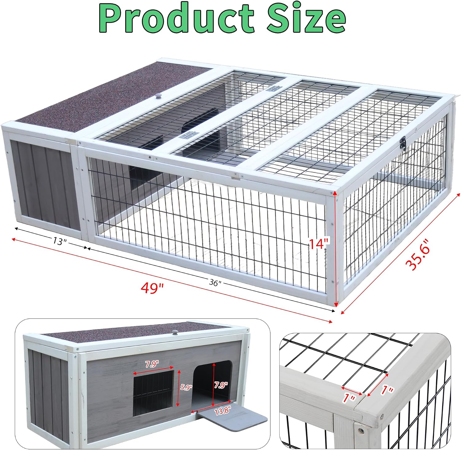 Wooden Rabbit Cage Outdoor Indoor, Bunny Cage Guinea Pig Cages Enclosure