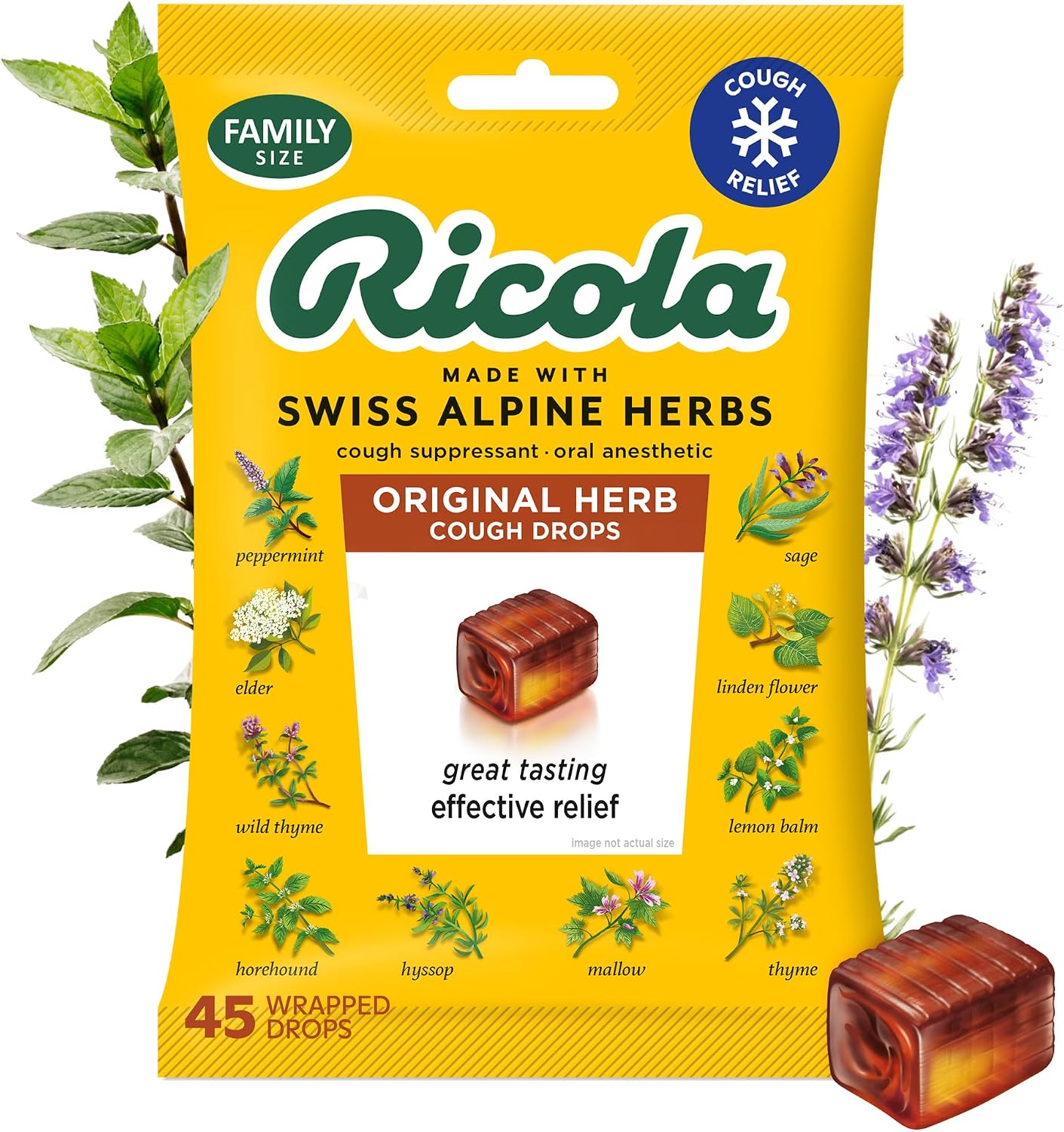 Ricola Original Herb Cough Drops - 45 Count | Made with Menthol - Cough and Sore Throat Relief - Herbal Throat Lozenges