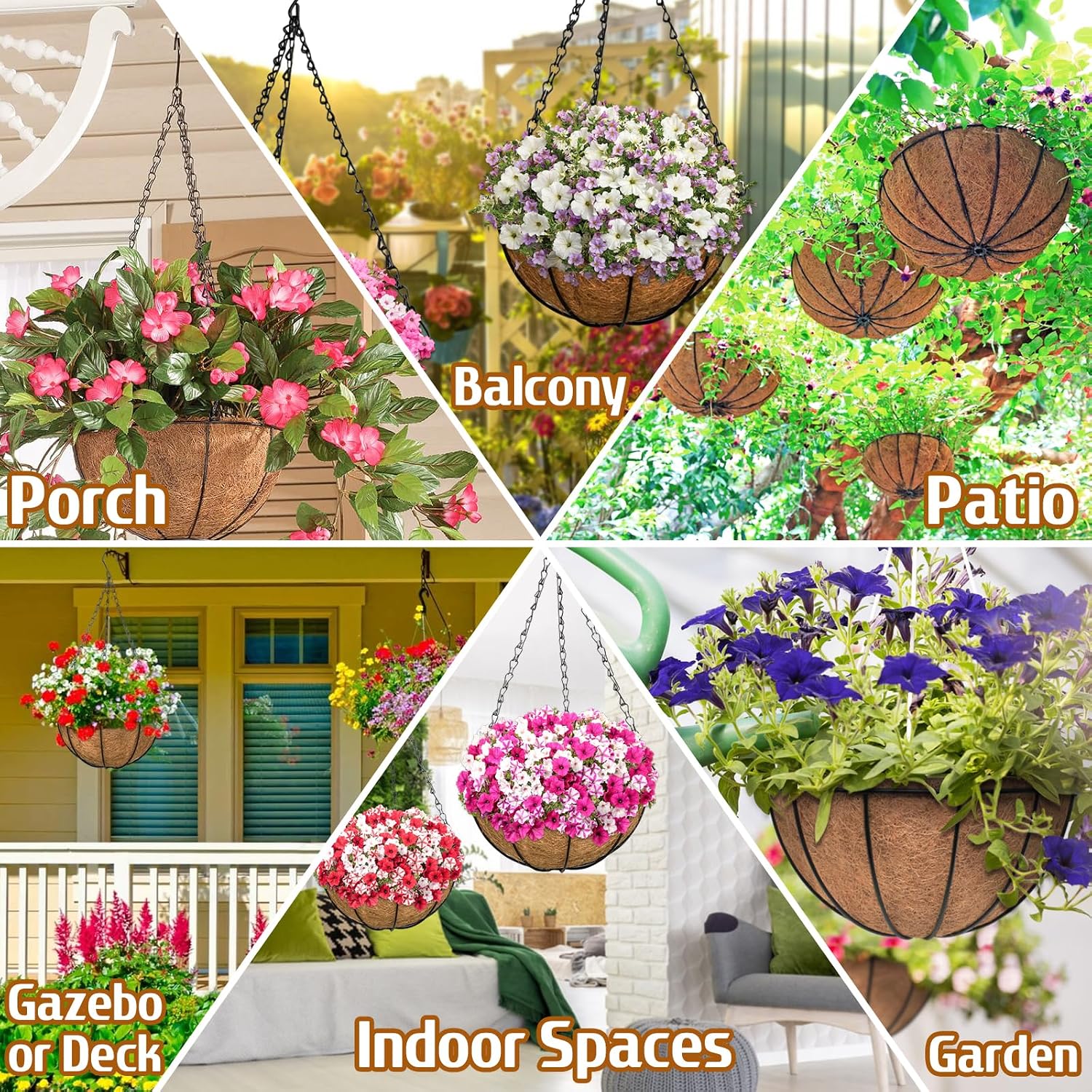ZeeDix 3 Pack 10 Inch Metal Hanging Baskets