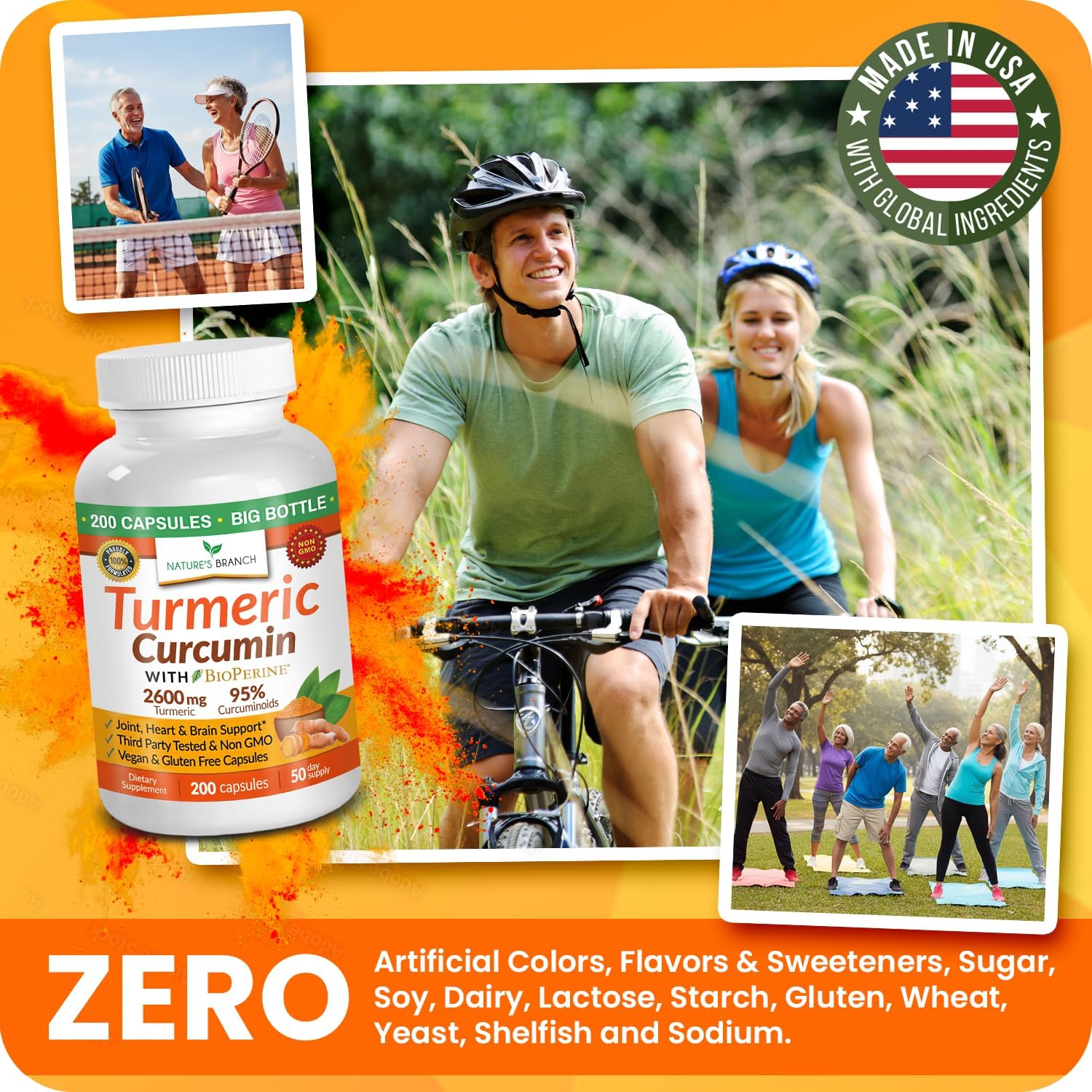 Turmeric Curcumin Supplement with Black Pepper 2600mg for High Absorption | Organic Turmeric Power – Turmeric Supplement For Joints