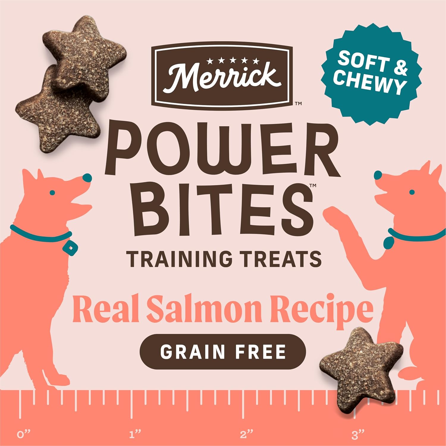 Merrick Power Bites Salmon Grain Free Dog Treats 6 oz Bag | Wholesome and flavorful dog treats made with salmon as the #1 ingredient, perfect for anytime snacking or training rewards