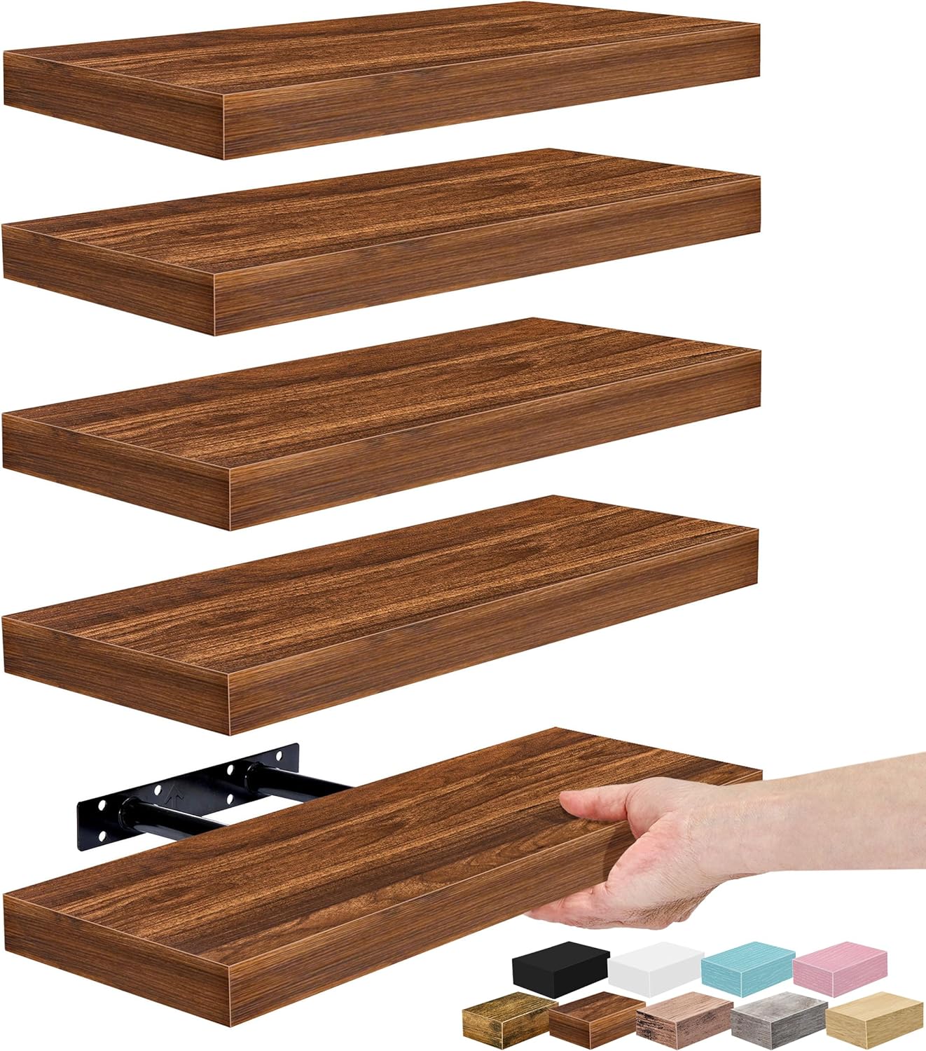 Sorbus Floating Shelves for Wall – 16 Inch Floating Shelf for Kitchen, Bedroom, Living Room, Bathroom, Home & Wall Decor - Mounted Bathroom Shelves with Invisible Brackets (Grey, 3 Pack)