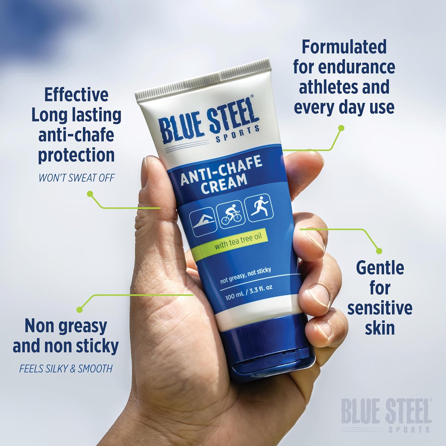 Anti Chafe Cream 100ml – Long-Lasting Protection for Running, Cycling & Sports | Sweat & Water Resistant | Non-Greasy