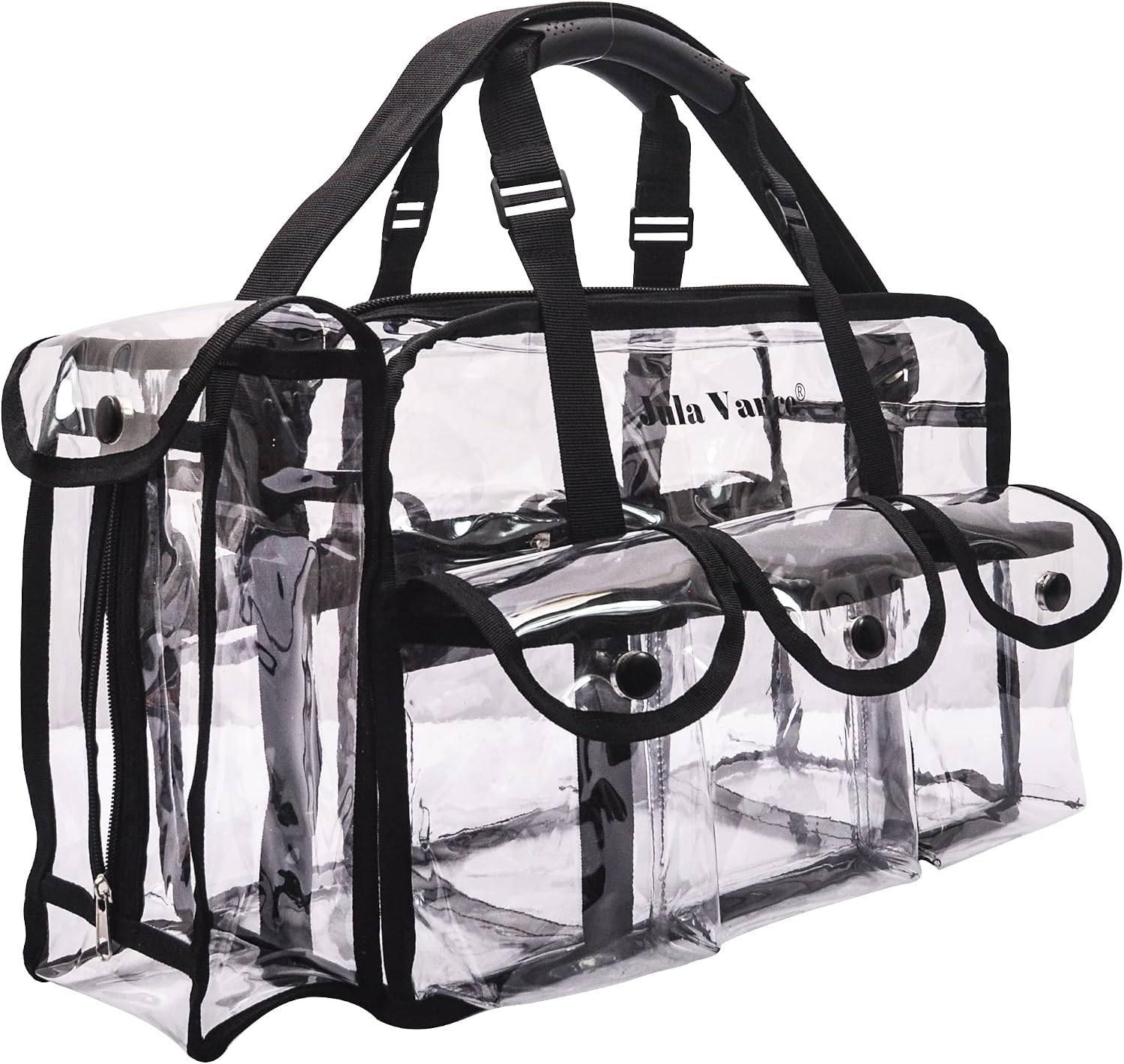 Professional Clear PVC Makeup Kits Organizer Make up Set Bag MUA Carry All Artist Transparent Vinyl Travel Cosmetic Bag with 6 External Pockets &
