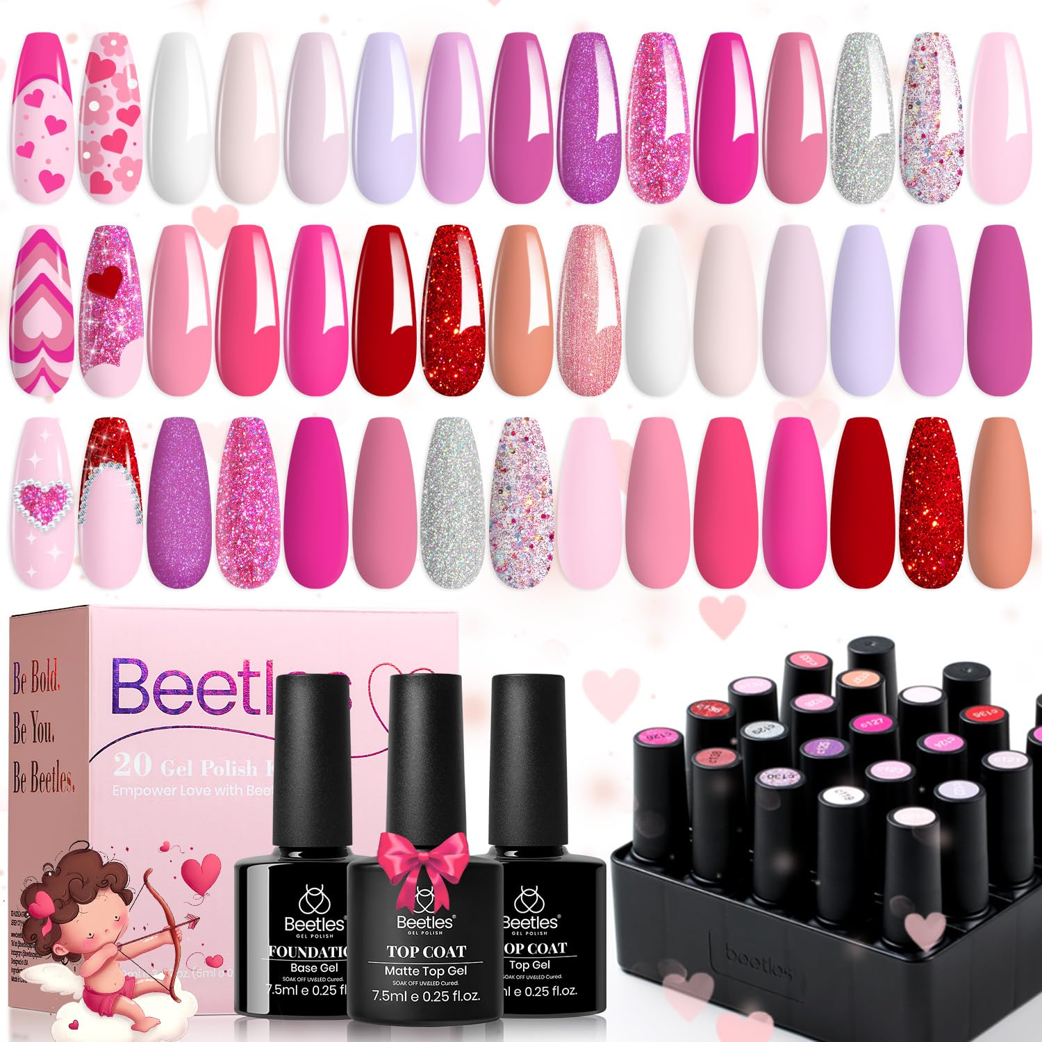 Beetles Gel Nail Polish Set with Base Glossy Matte Top Coat Macaron Gel